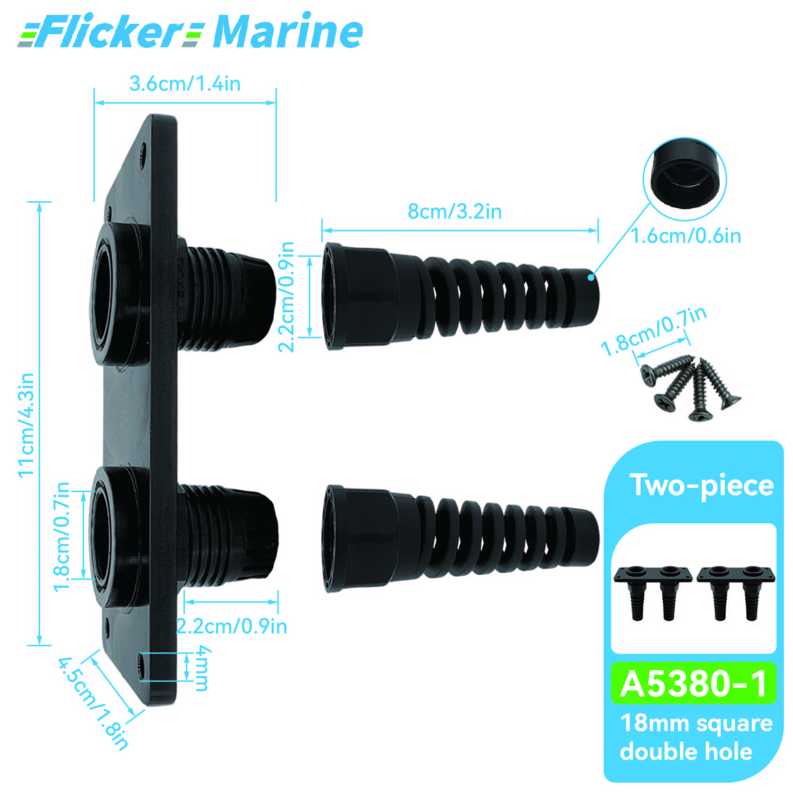 Yacht Cable Sleeve – Protective Cable Cover, 3 Sizes, 1-Piece & 2-Piece Options