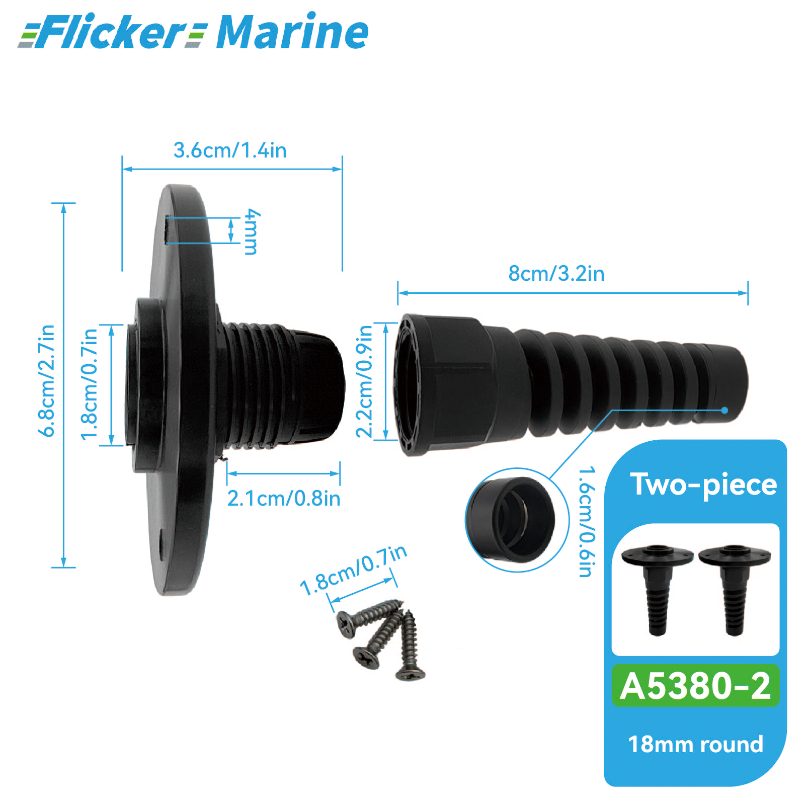 Yacht Cable Sleeve – Protective Cable Cover, 3 Sizes, 1-Piece & 2-Piece Options
