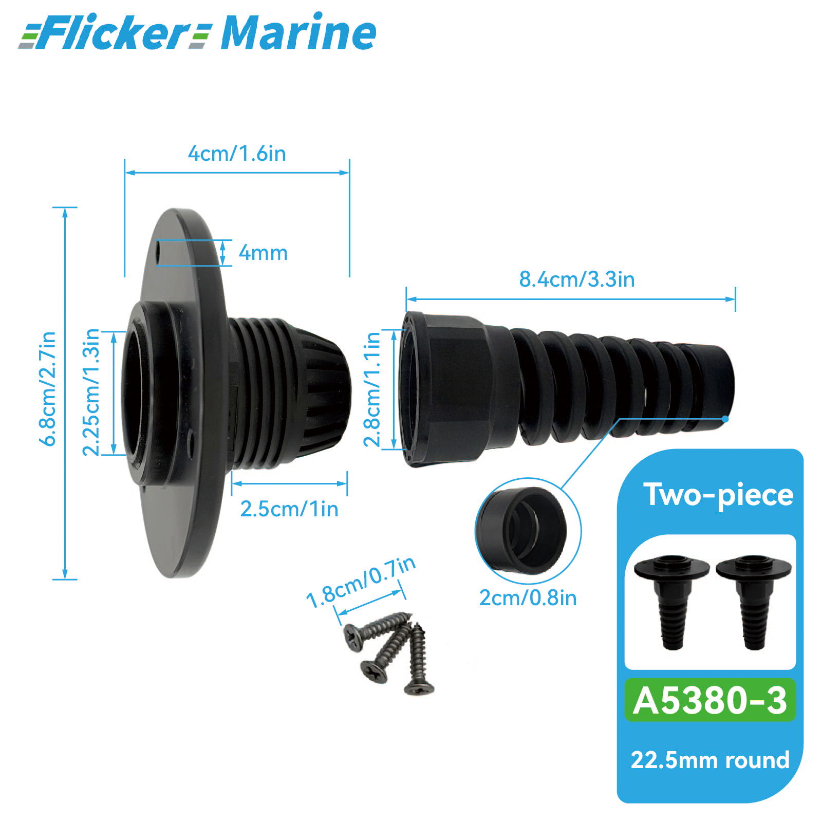 Yacht Cable Sleeve – Protective Cable Cover, 3 Sizes, 1-Piece & 2-Piece Options