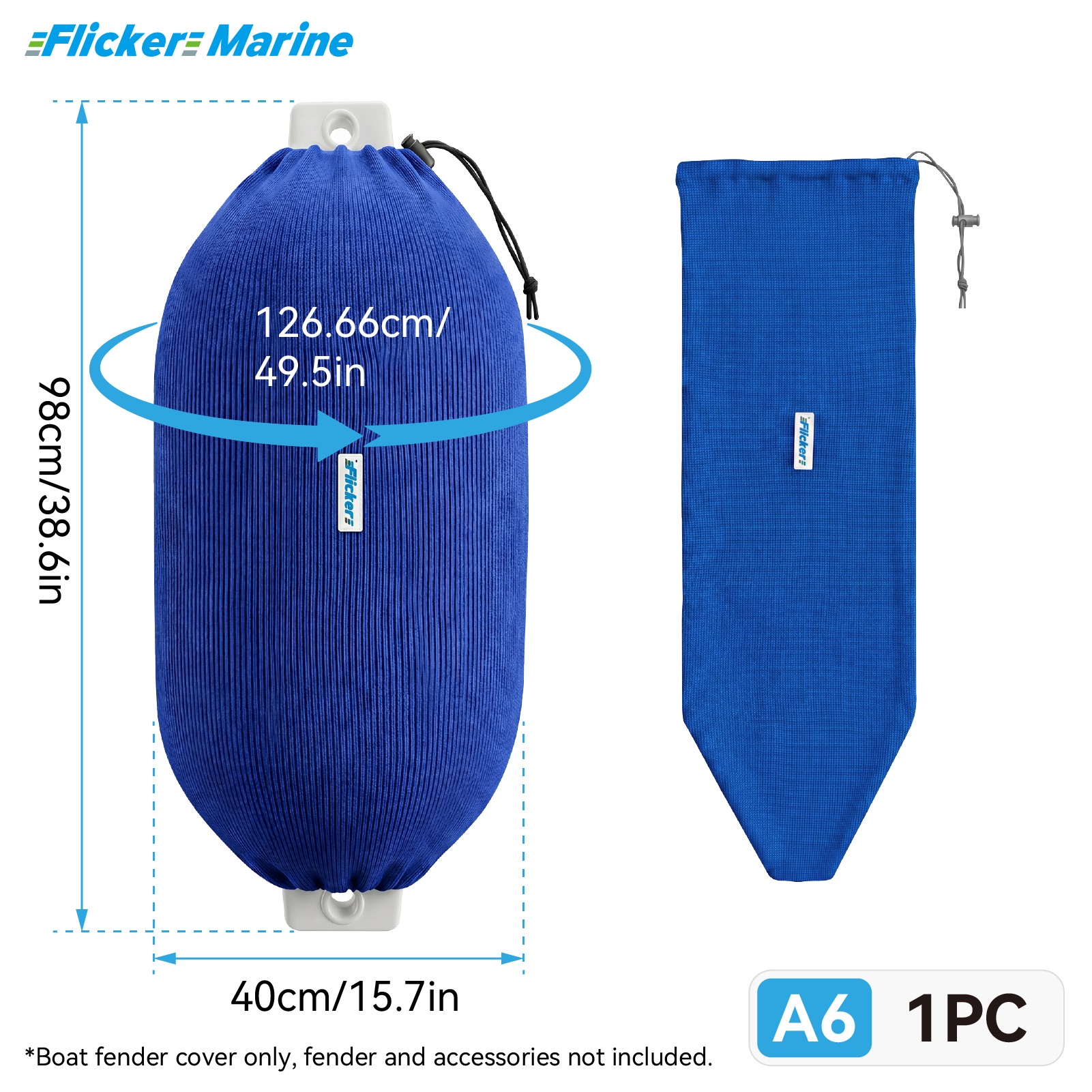 Flicker Royal Blue Boat Fender Cover Acrylic Marine Protective Cover for Yacht Boat Fenders 7 Sizes