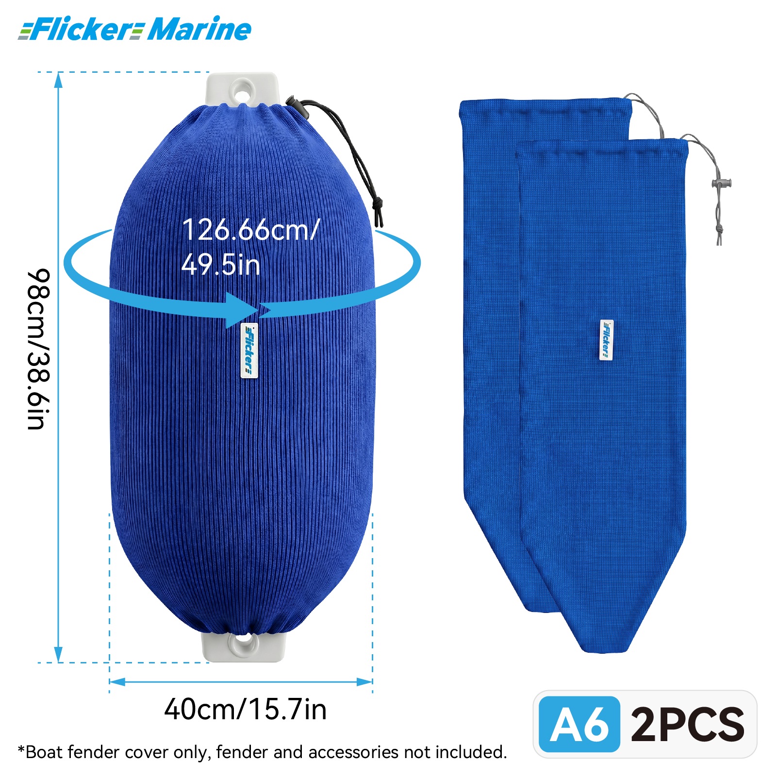 Flicker Royal Blue Boat Fender Cover Acrylic Marine Protective Cover for Yacht Boat Fenders 7 Sizes