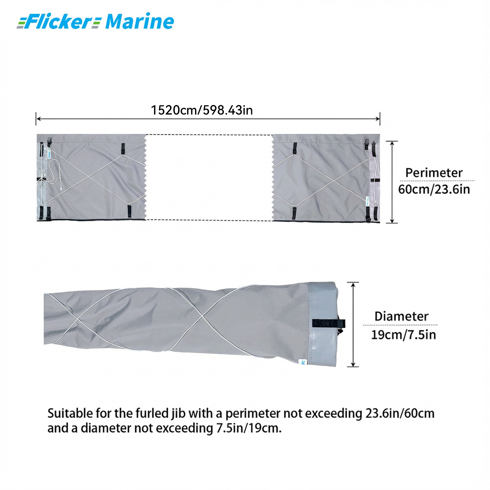 Flicker Furling Jib Sock – All-Weather Headsail Cover with UV Protection (Multiple Sizes)【Size Customization Available】