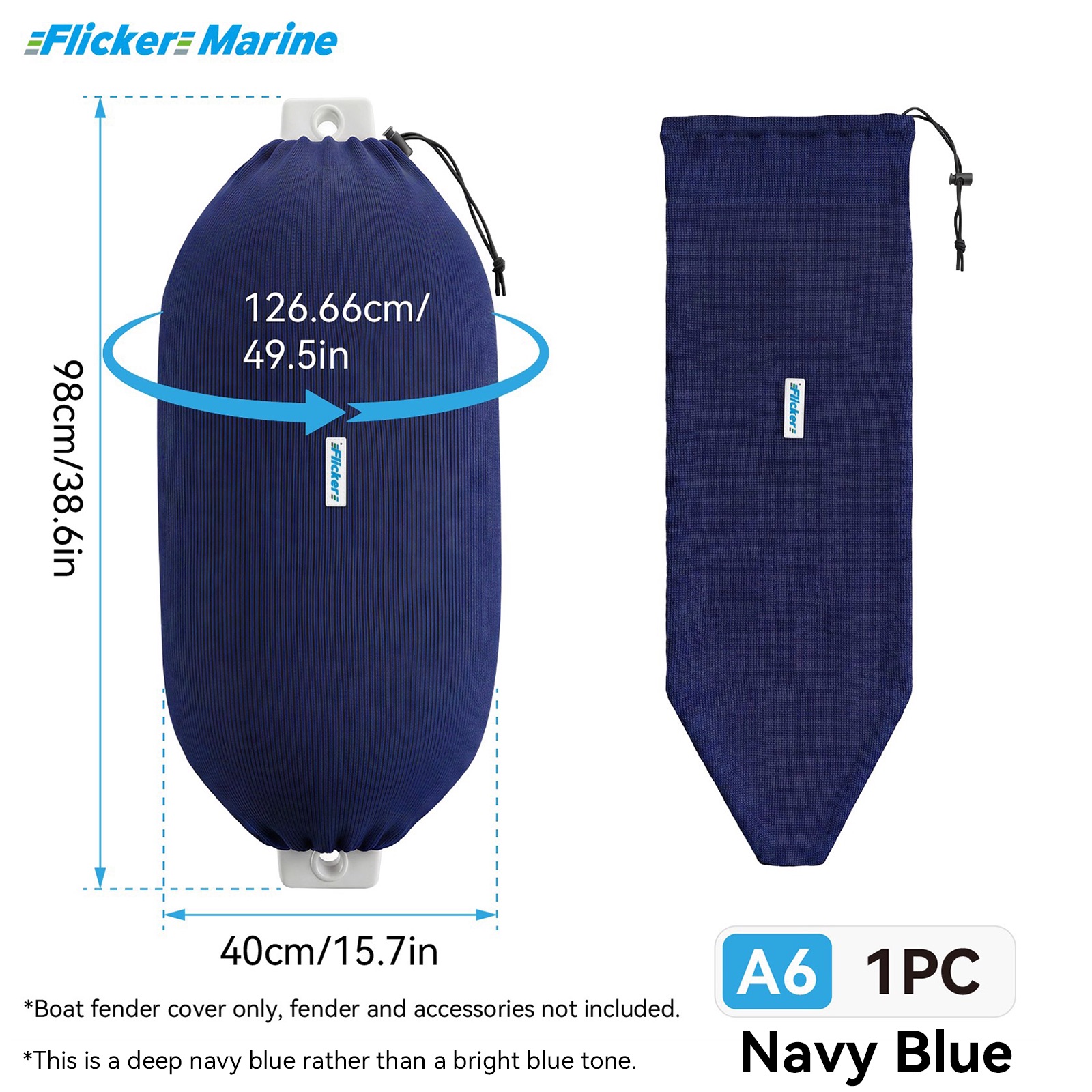 Flicker Navy Blue Marine Boat Fender Cover Acrylic Protective Sleeve for Yacht and Boat Fenders 7 Size Options