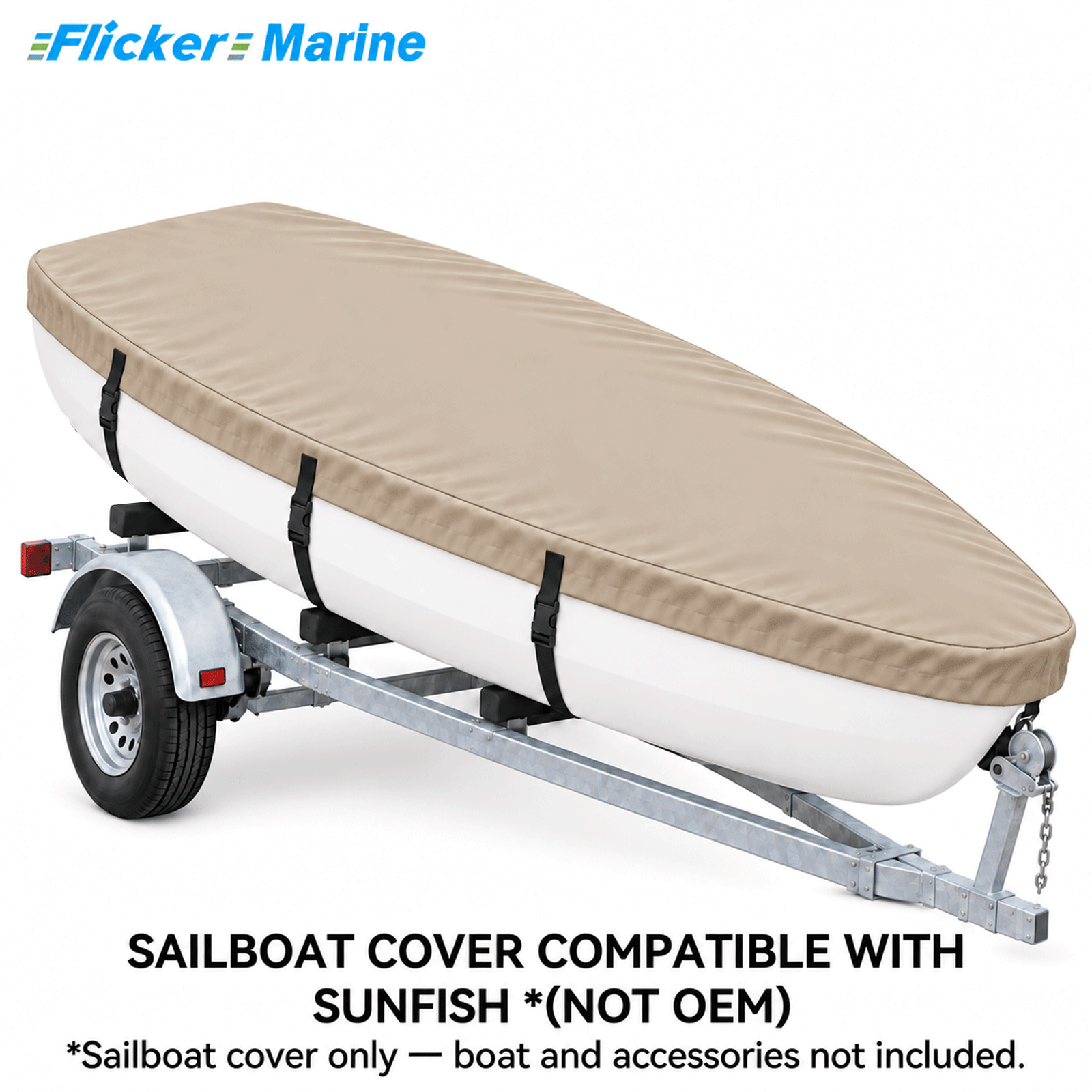 Sailboat Cover Compatible With Sunfish, Heavy Duty Waterproof UV Resistant Dinghy Boat Cover With Adjustable Buckle Straps, Purple Color, Not OEM