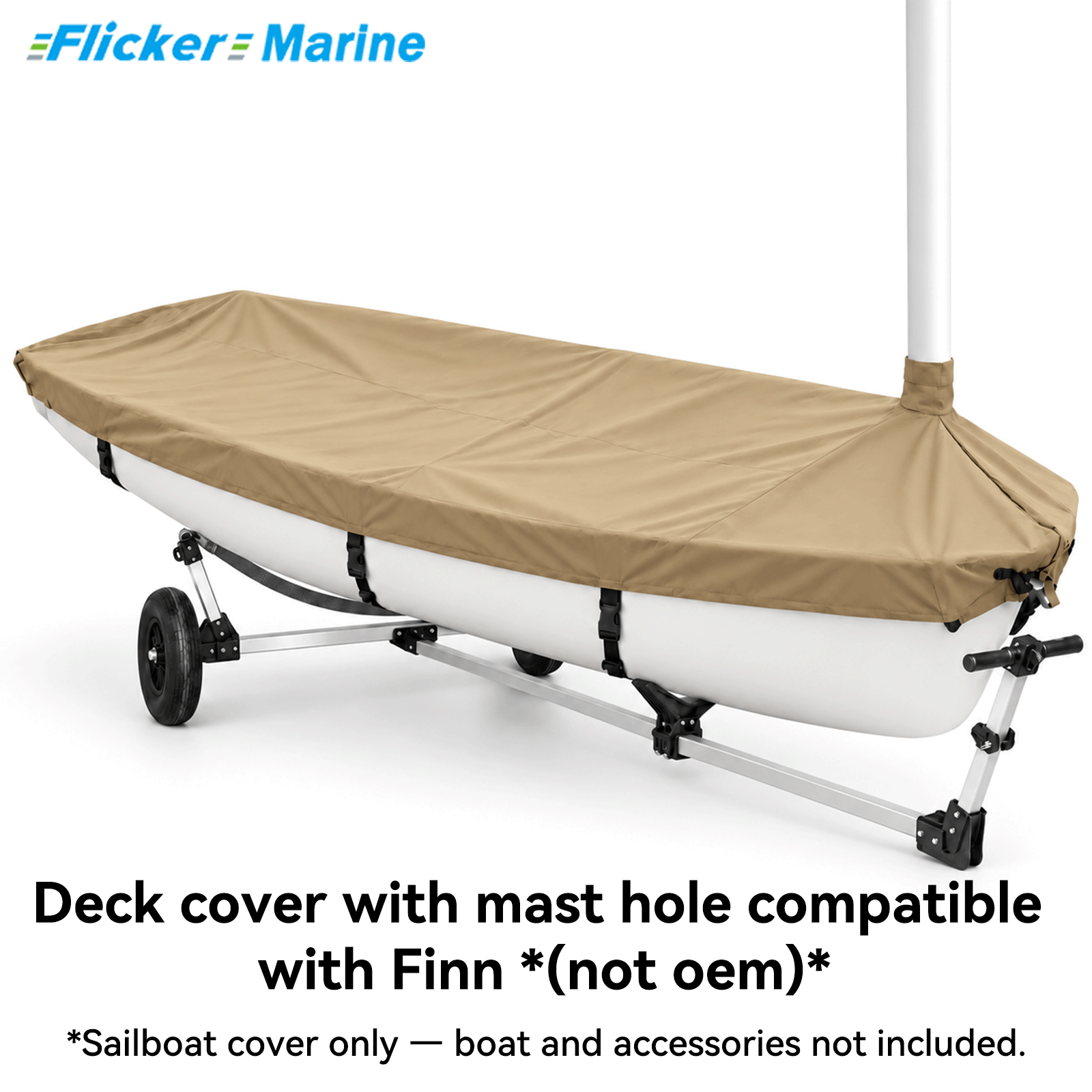 Flicker Marine Sailboat Deck Cover With Mast Hole, Polyester Waterproof UV Resistant Protector Compatible With Finn
