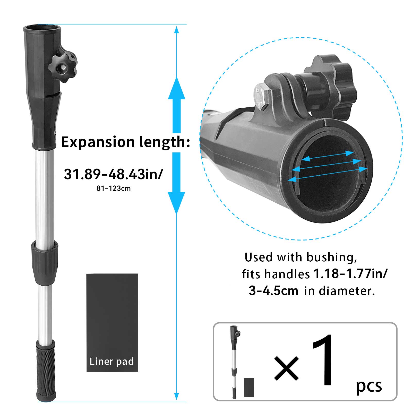 Aluminum Outboard Tiller Extension, 20–48 in Length Options