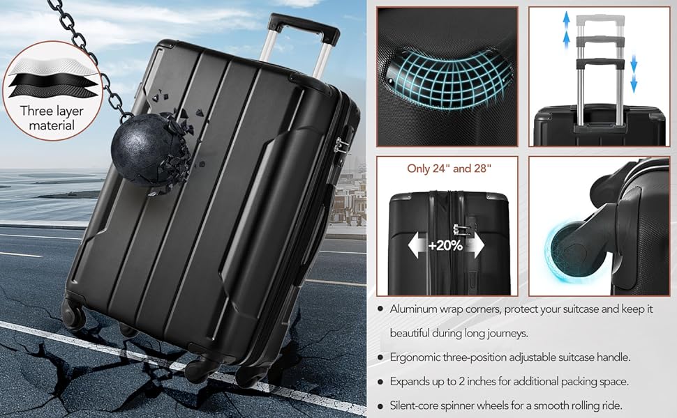 Merax Expandable Suitcase 3 Pieces