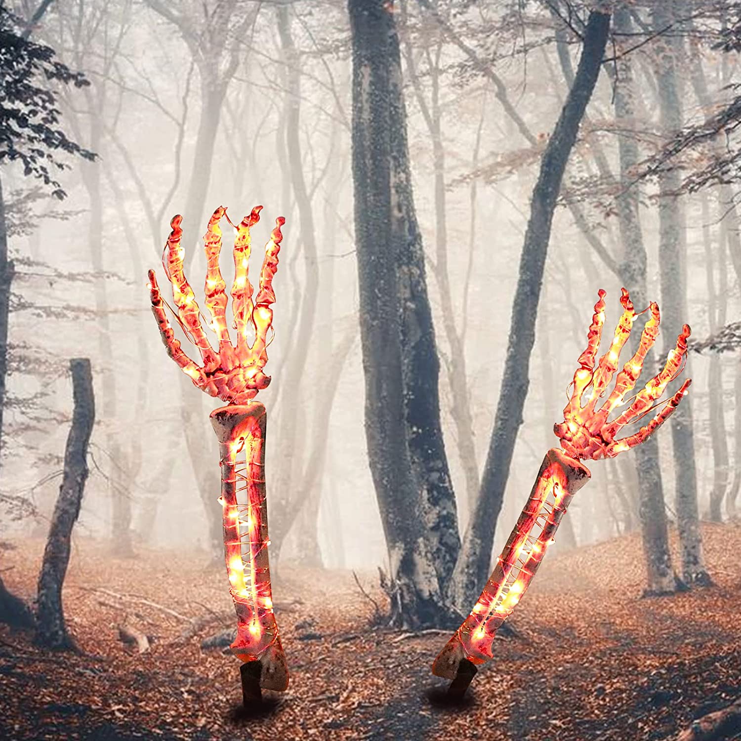 Halloween Glowing Skull Hand Bones - 2 Pack