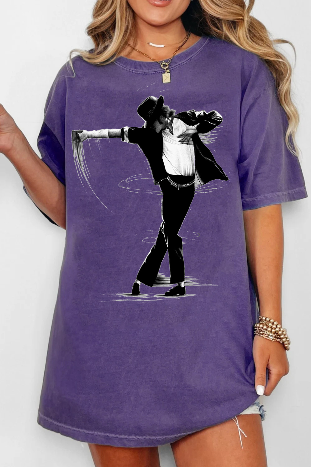 Michael Jackson Hand-Drawn Print Women's T-Shirt
