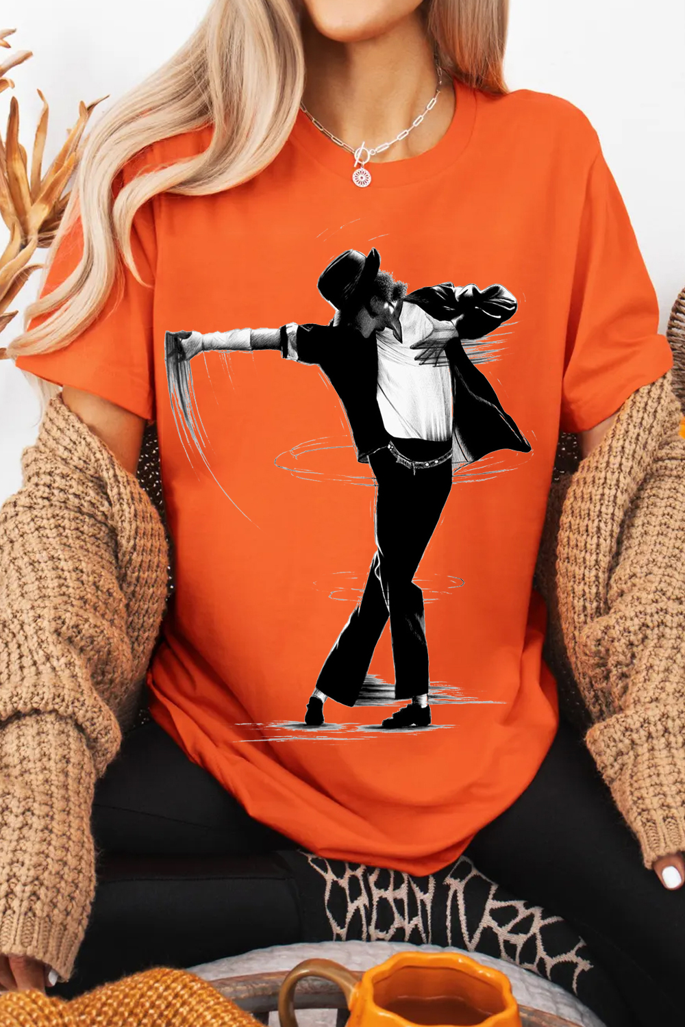 Michael Jackson Hand-Drawn Print Women's T-Shirt