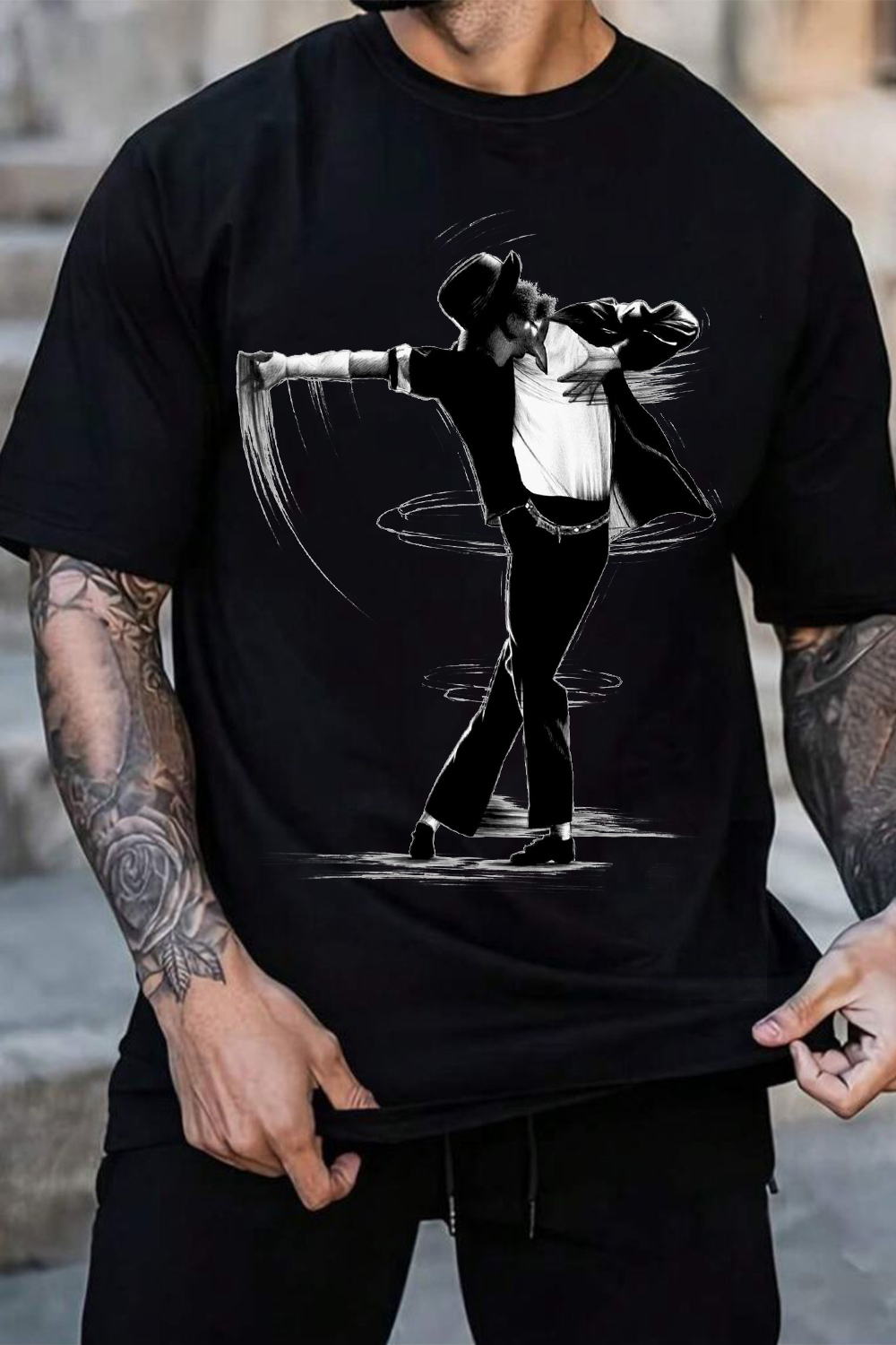 Michael Jackson Hand-Drawn Print T-Shirt