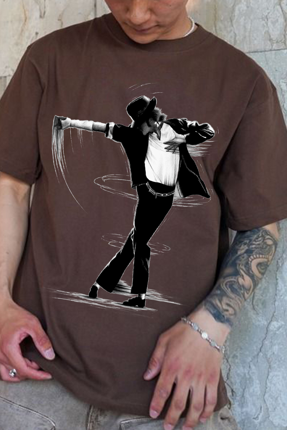 Michael Jackson Hand-Drawn Print T-Shirt