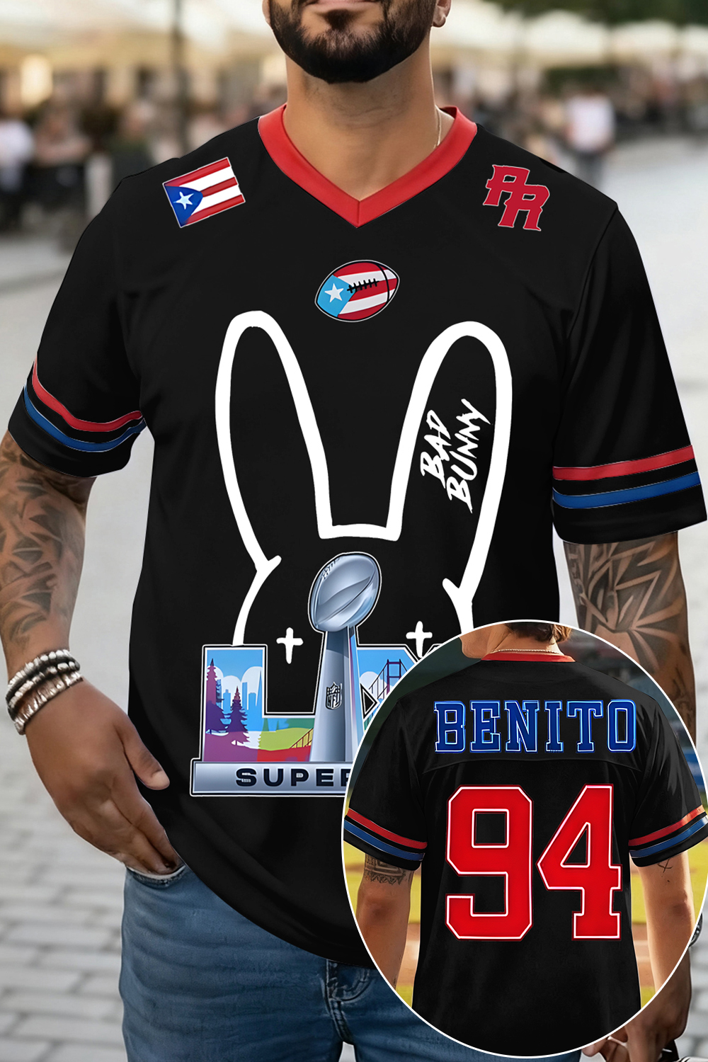 Bunny Ears Bad Bunny🏈 Benito Football Jersey