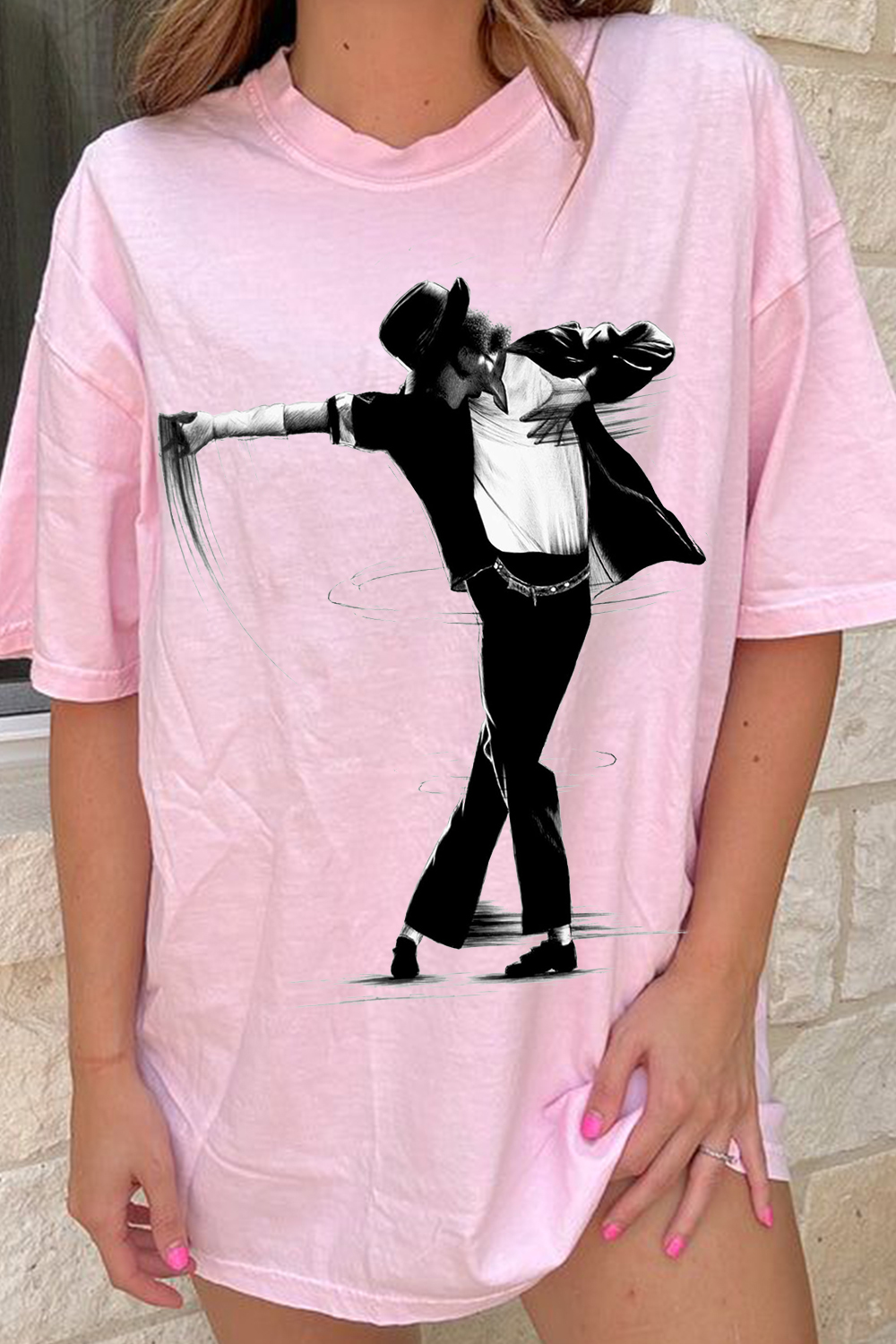 Michael Jackson Hand-Drawn Print Women's T-Shirt