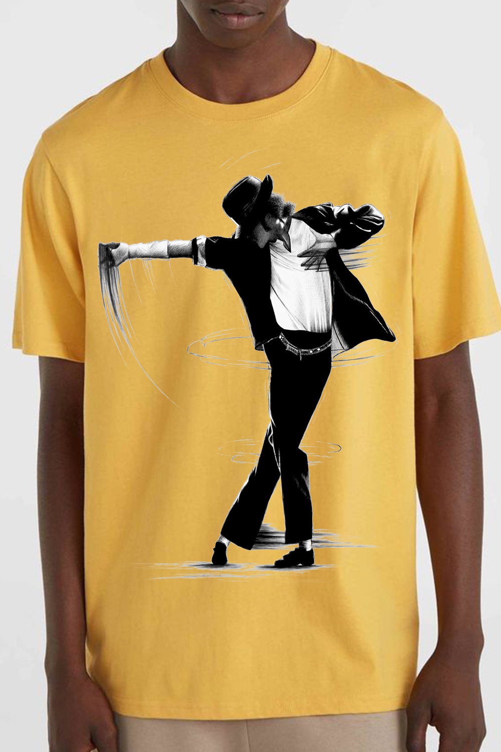 Michael Jackson Hand-Drawn Print T-Shirt
