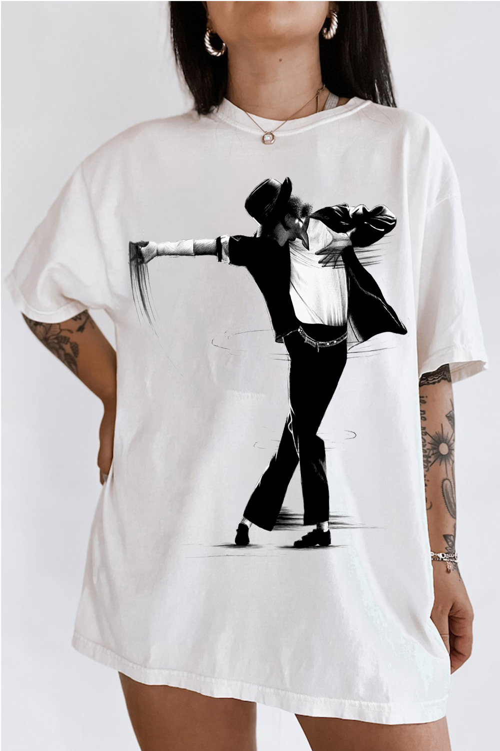 Michael Jackson Hand-Drawn Print Women's T-Shirt