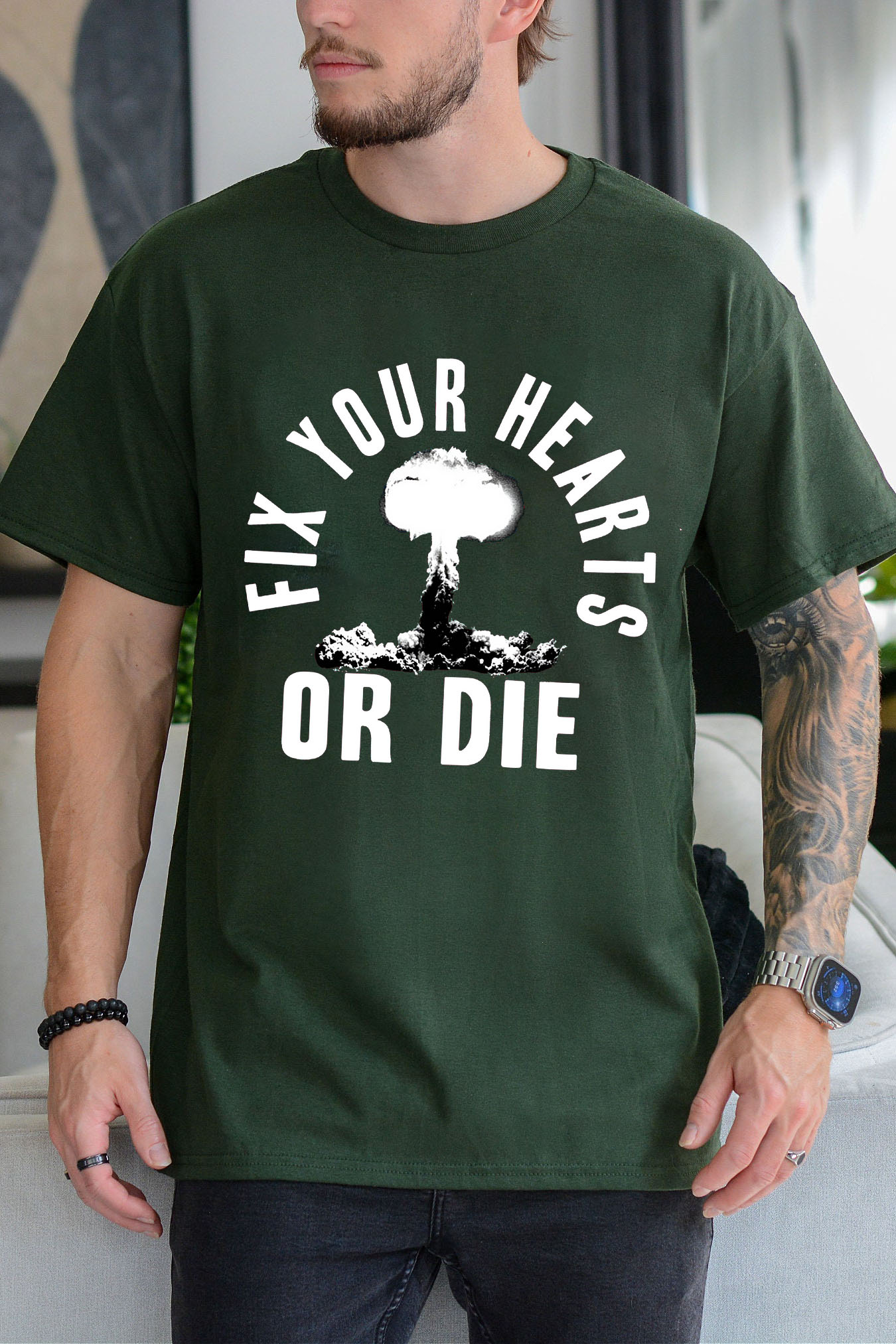 Fix Your Hearts Or Die Heather Black Rock Tshirts/Sweatshirts/Hoodies