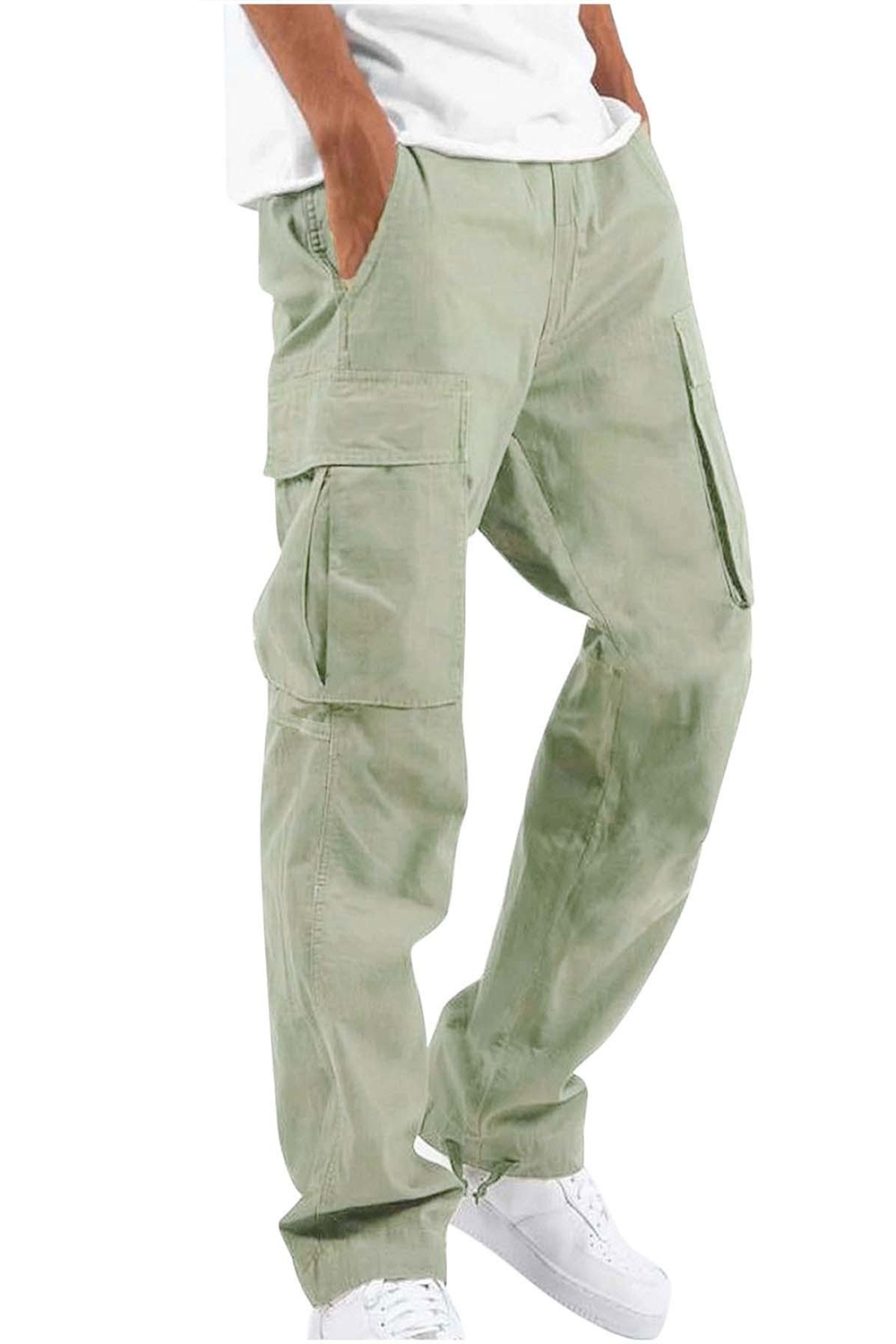 Drawstring multi-pocket casual trousers