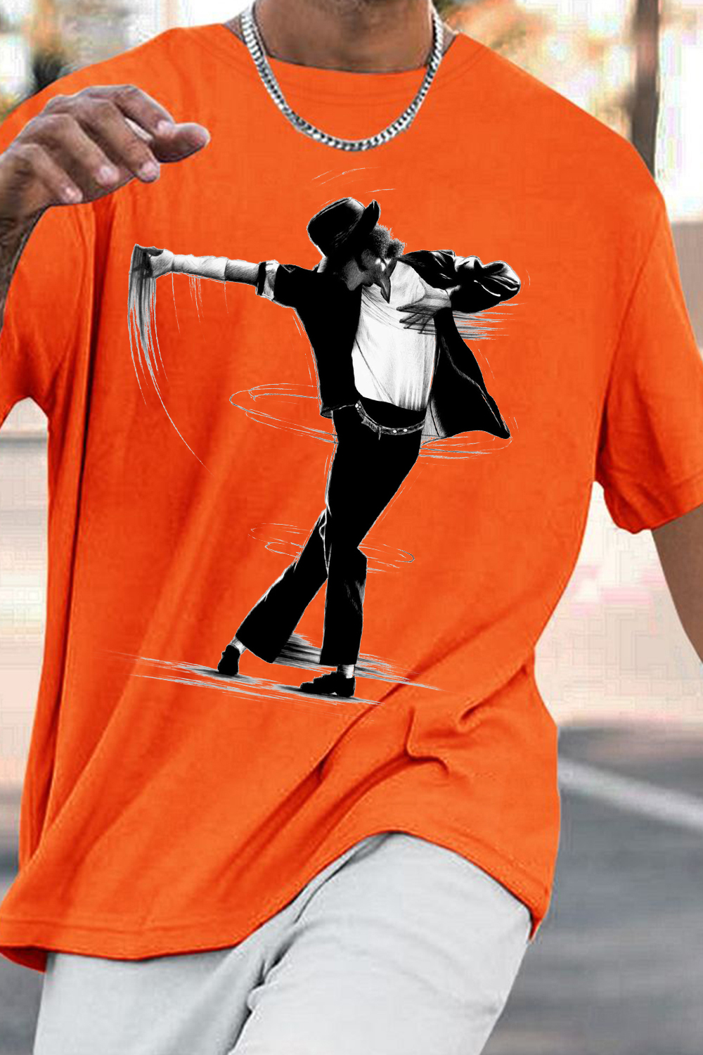 Michael Jackson Hand-Drawn Print T-Shirt