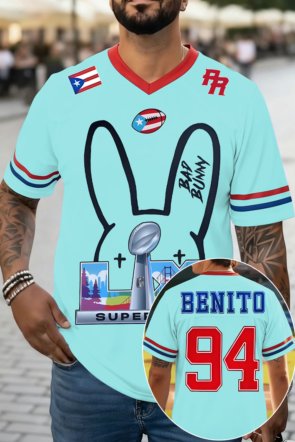 Bunny Ears Bad Bunny🏈 Benito Football Jersey