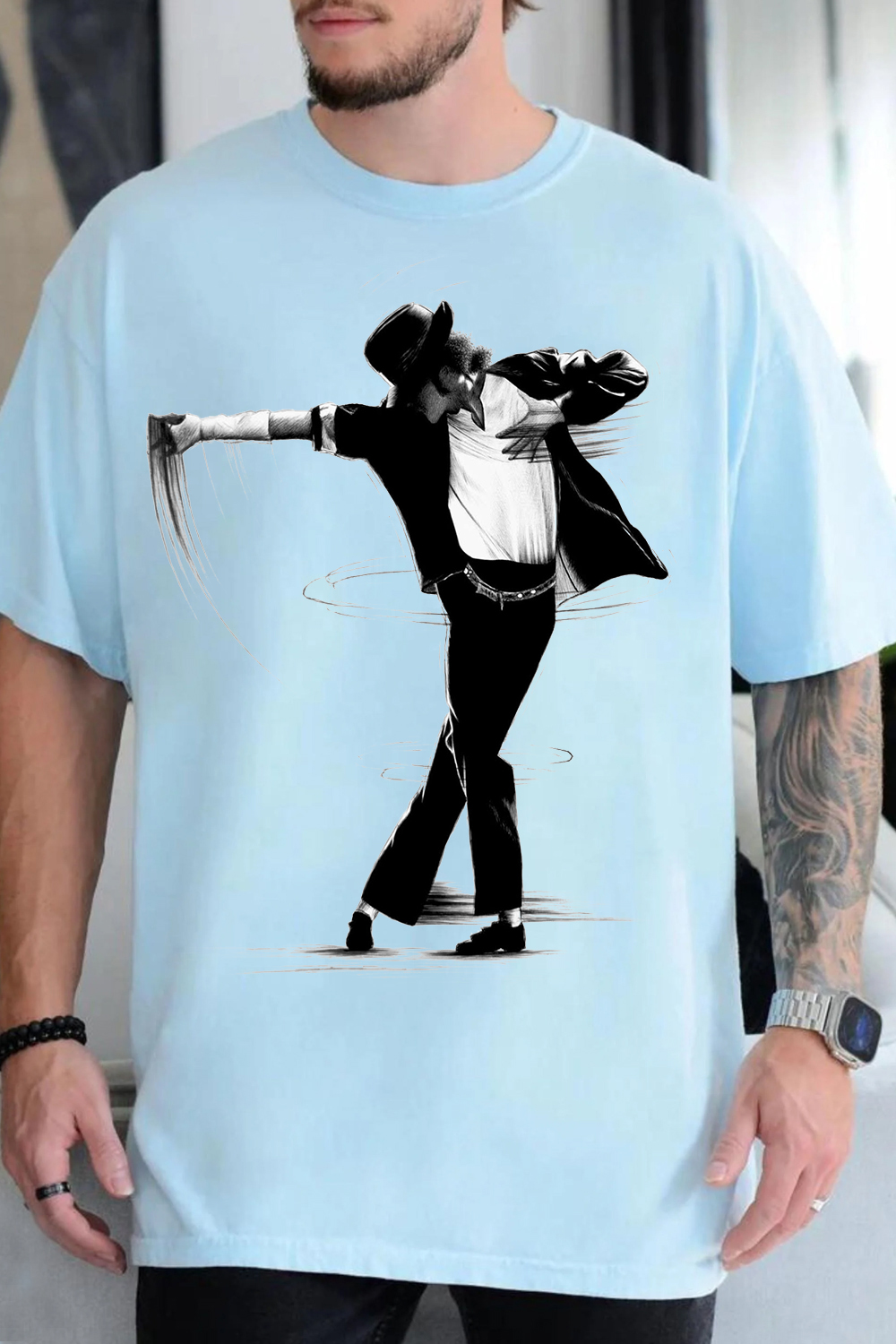 Michael Jackson Hand-Drawn Print T-Shirt