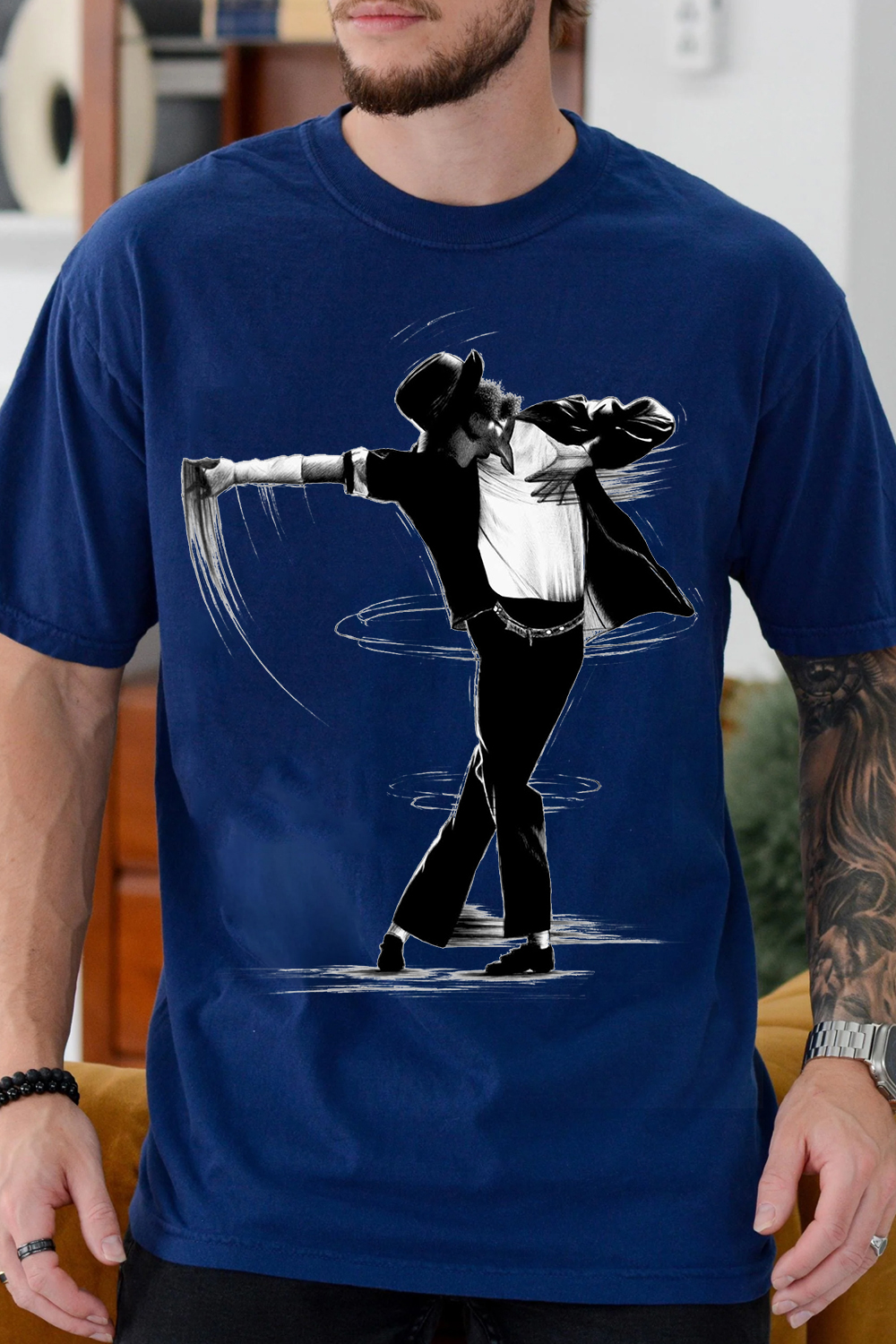 Michael Jackson Hand-Drawn Print T-Shirt