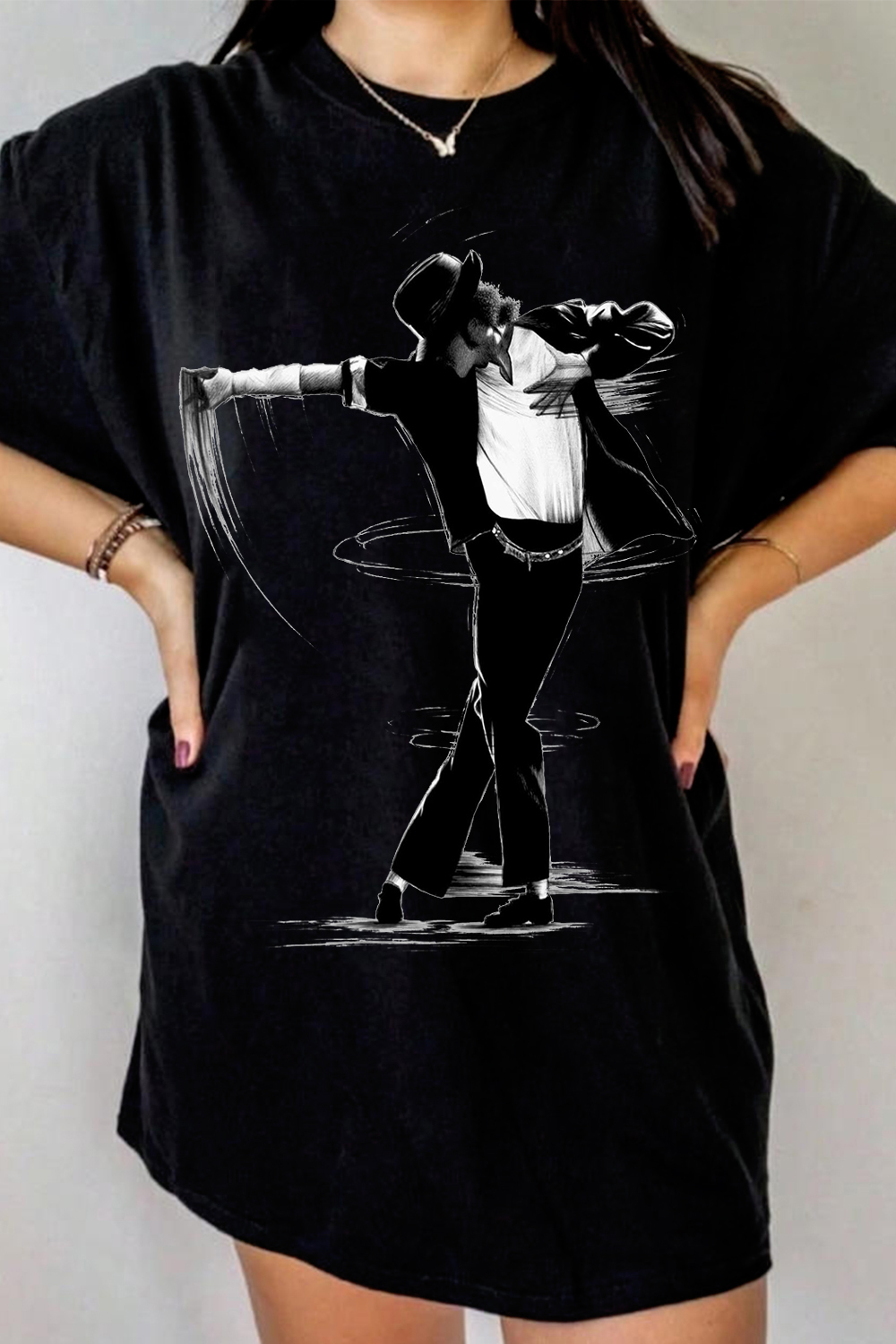 Michael Jackson Hand-Drawn Print Women's T-Shirt