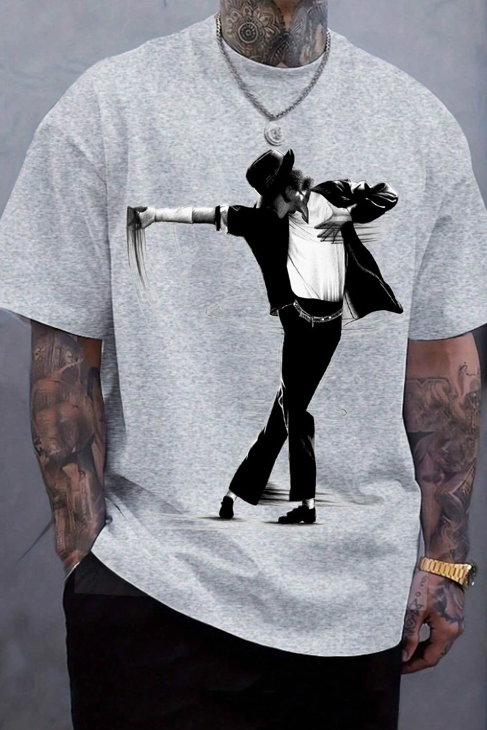 Michael Jackson Hand-Drawn Print T-Shirt