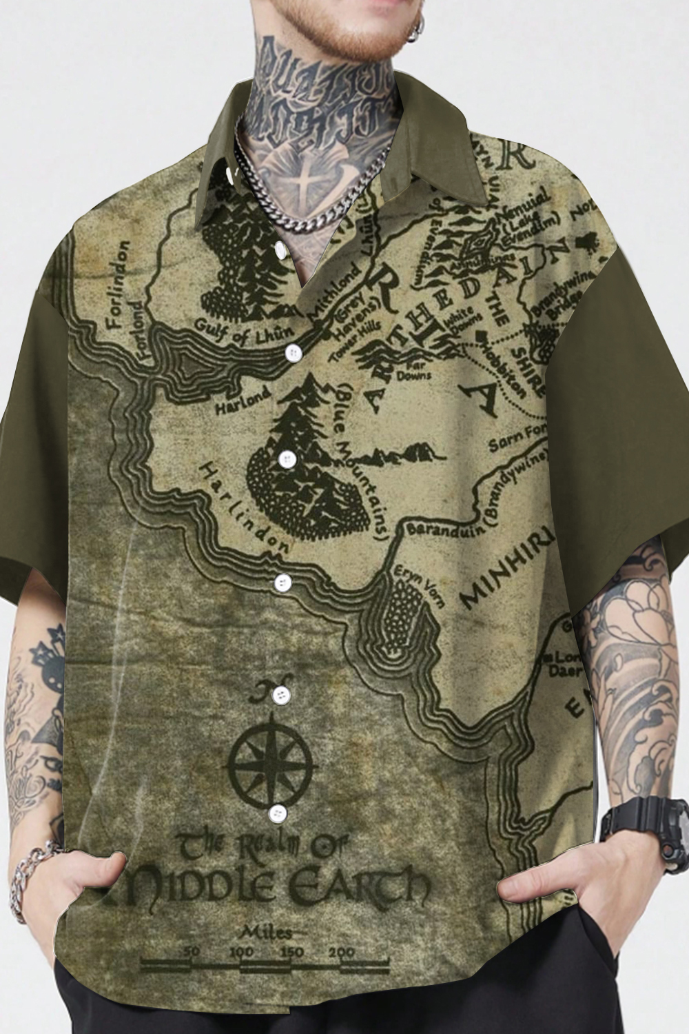 Lord of the Rings Map Vintage Men's Shirt