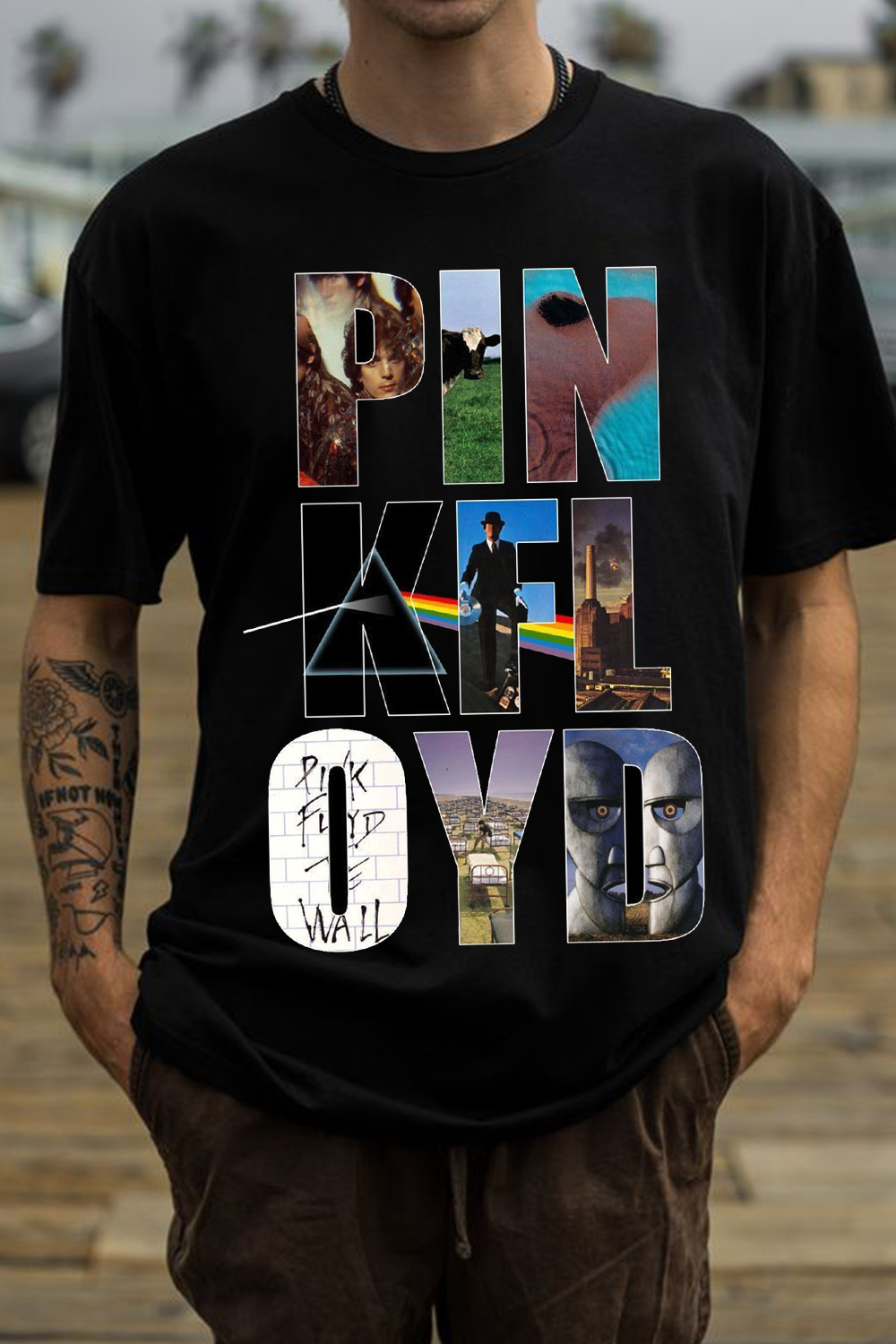 Pink Floyd Lettering Album Print T-Shirt