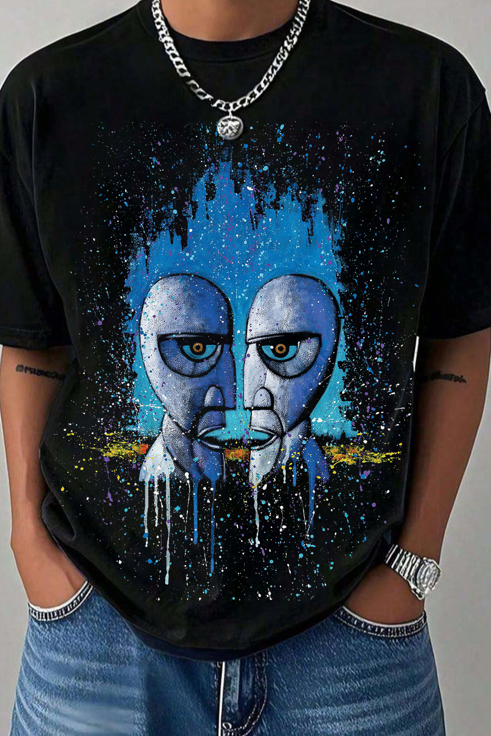 Pink Floyd Ink-Splash Print T-Shirt