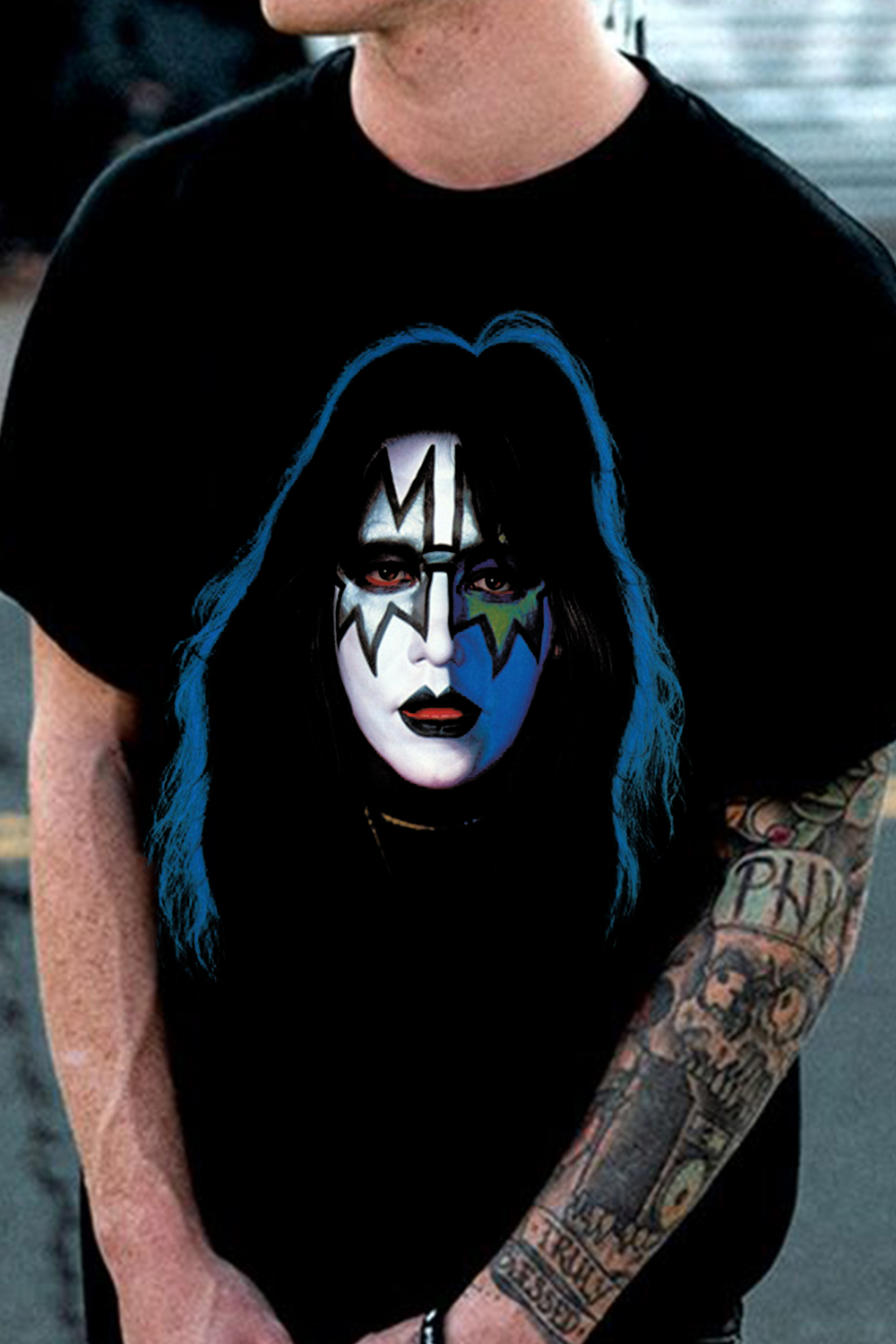 Ace Frehley Rock Print Short-Sleeved T-Shirt