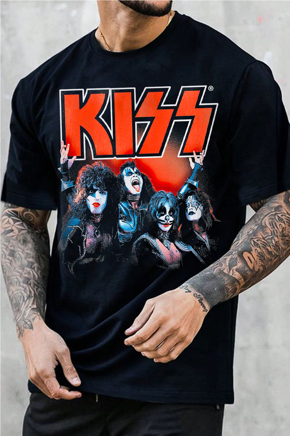 Kiss Band Rock Print Short-Sleeved T-Shirt