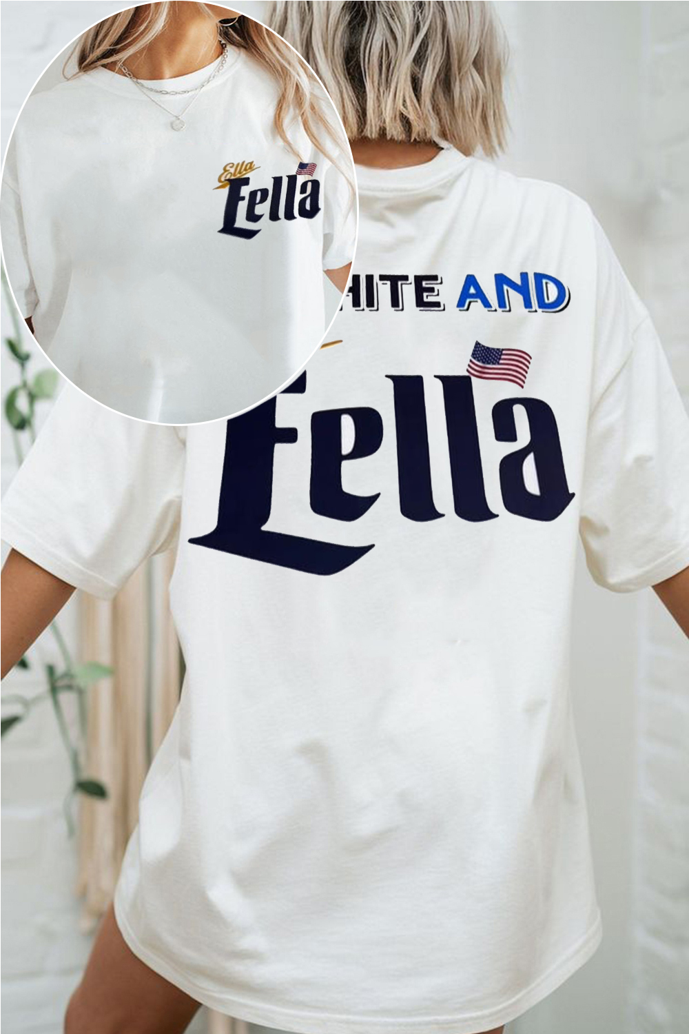 Red, White, And EL Energy In A Clean Oversized-Style Tee
