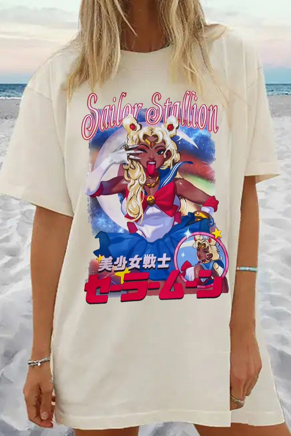 Megan ate this sailor moon cosplay T-SHIRT