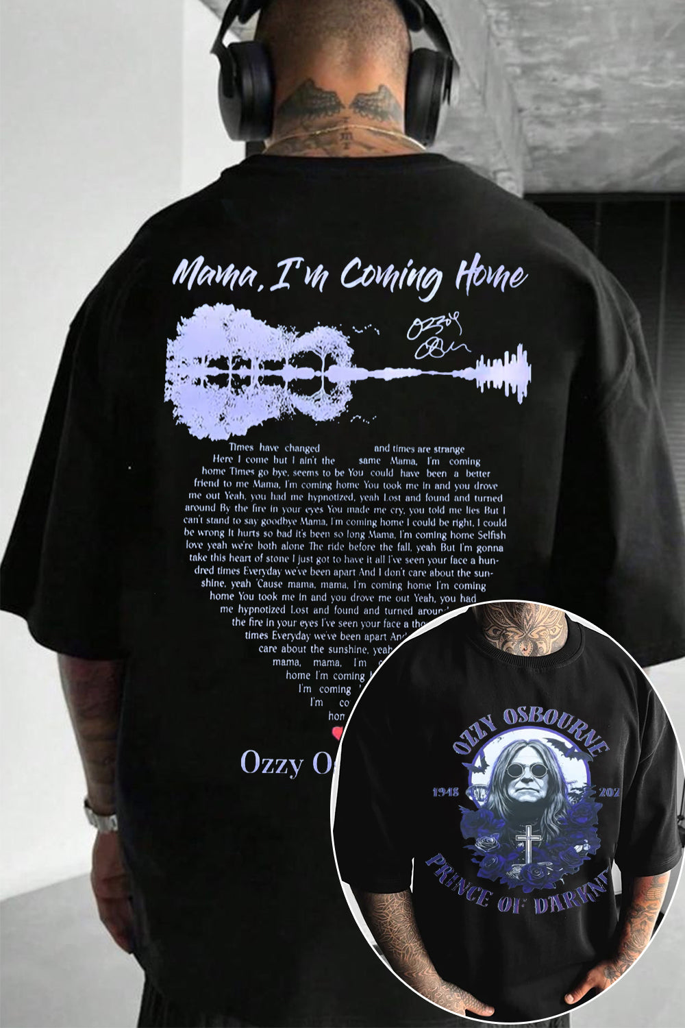 ozzyosbourne blacksabbath 2-sided printed TEE