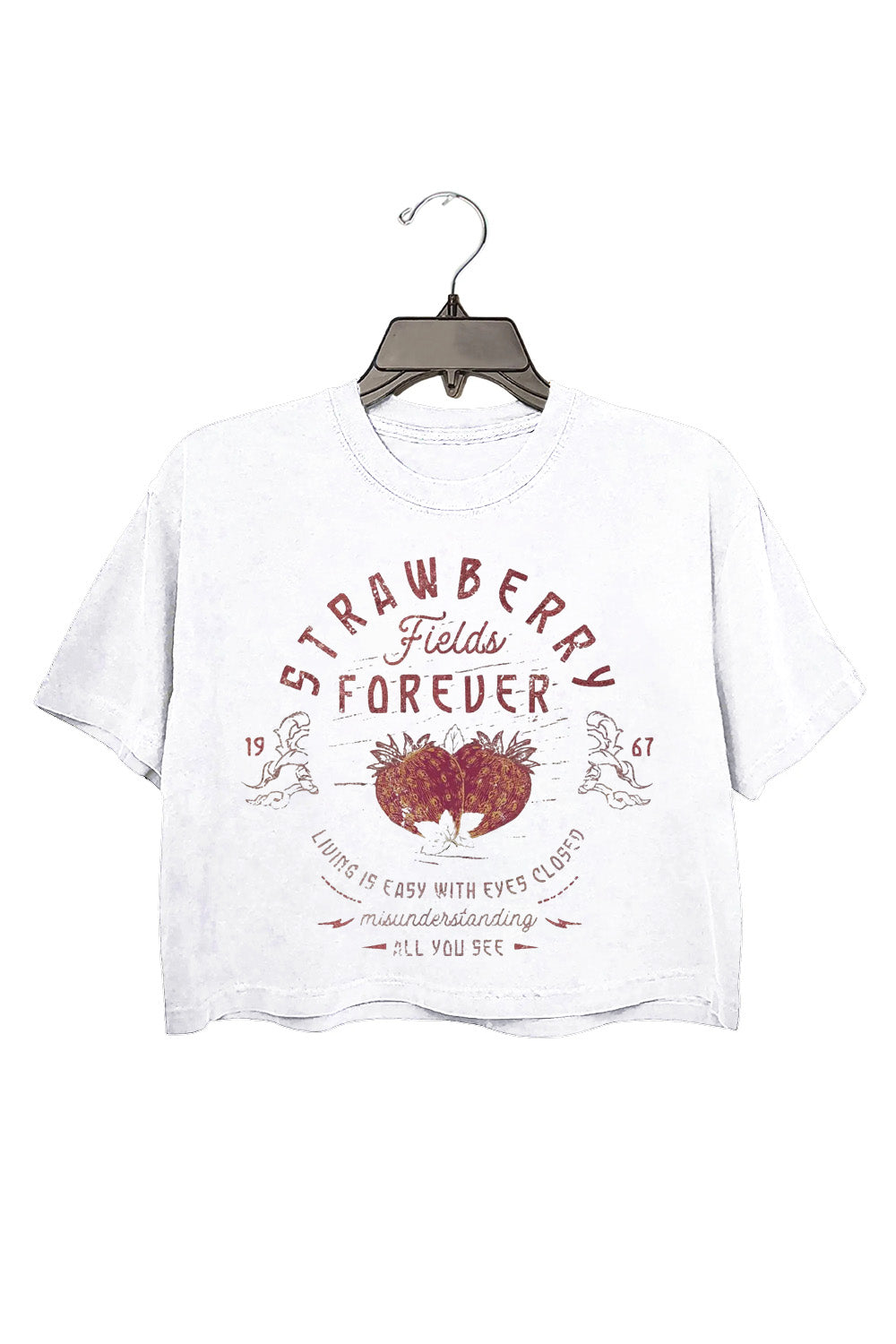 Old School Band Vintage Retro Band Beatle Strawberry Fields Rock Band Crop Top For Women