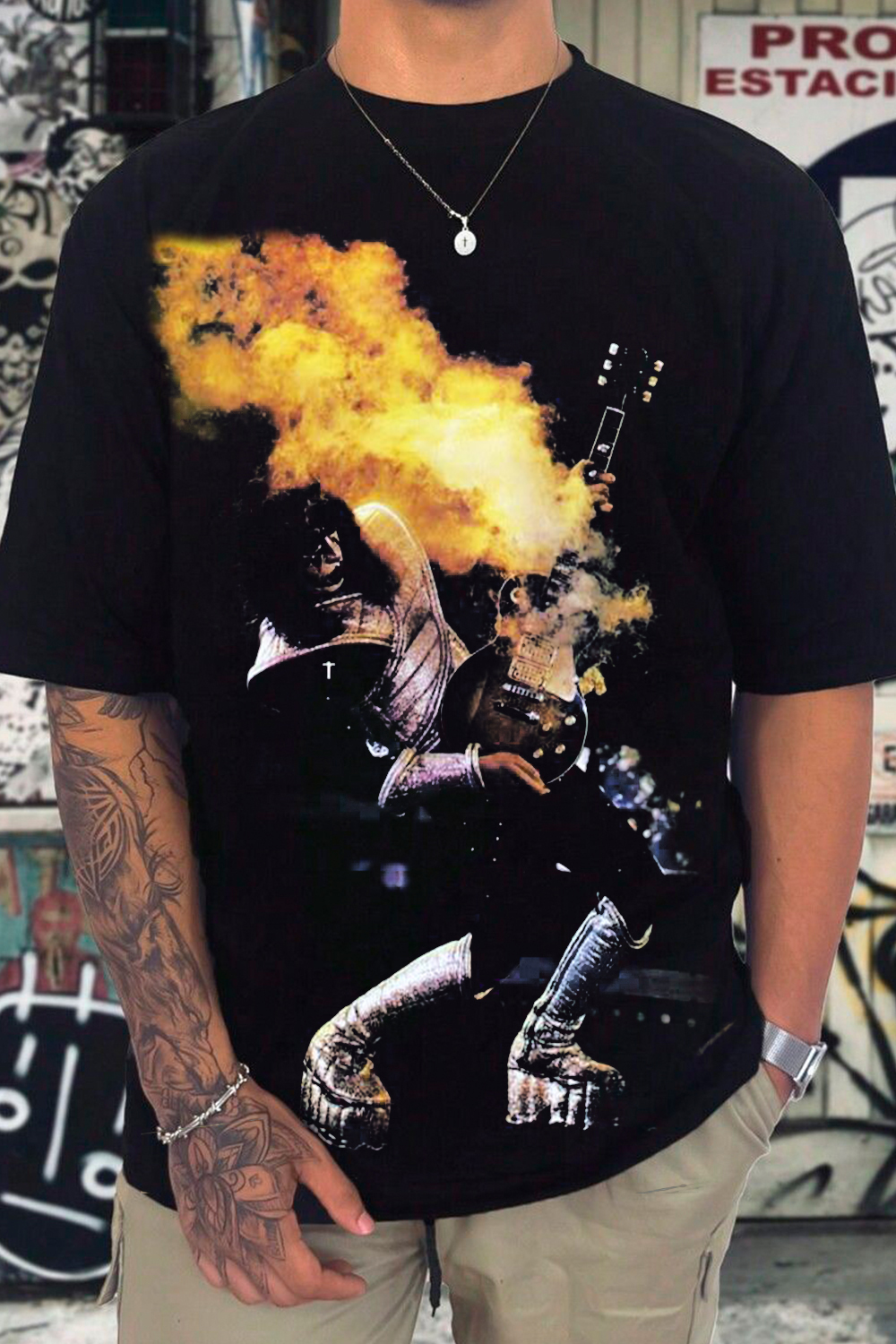 Ace Frehley Rock Guitar Short-Sleeved T-Shirt