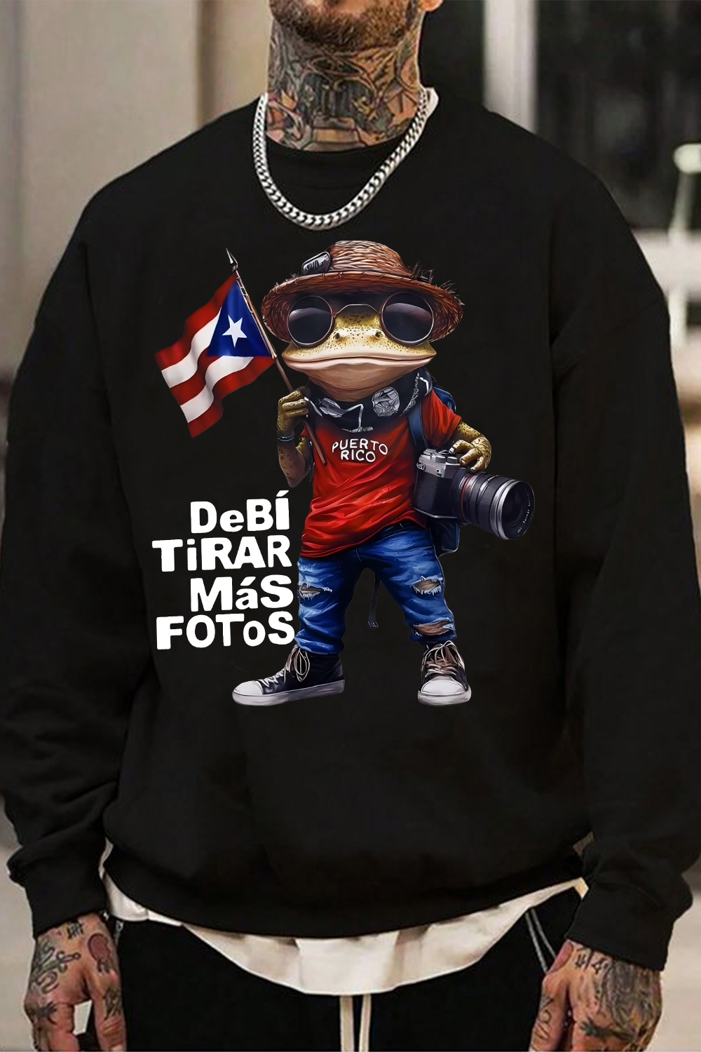 Debi Tirar Mas Fotos Bad Bunny Frog Sweatshirt For Men