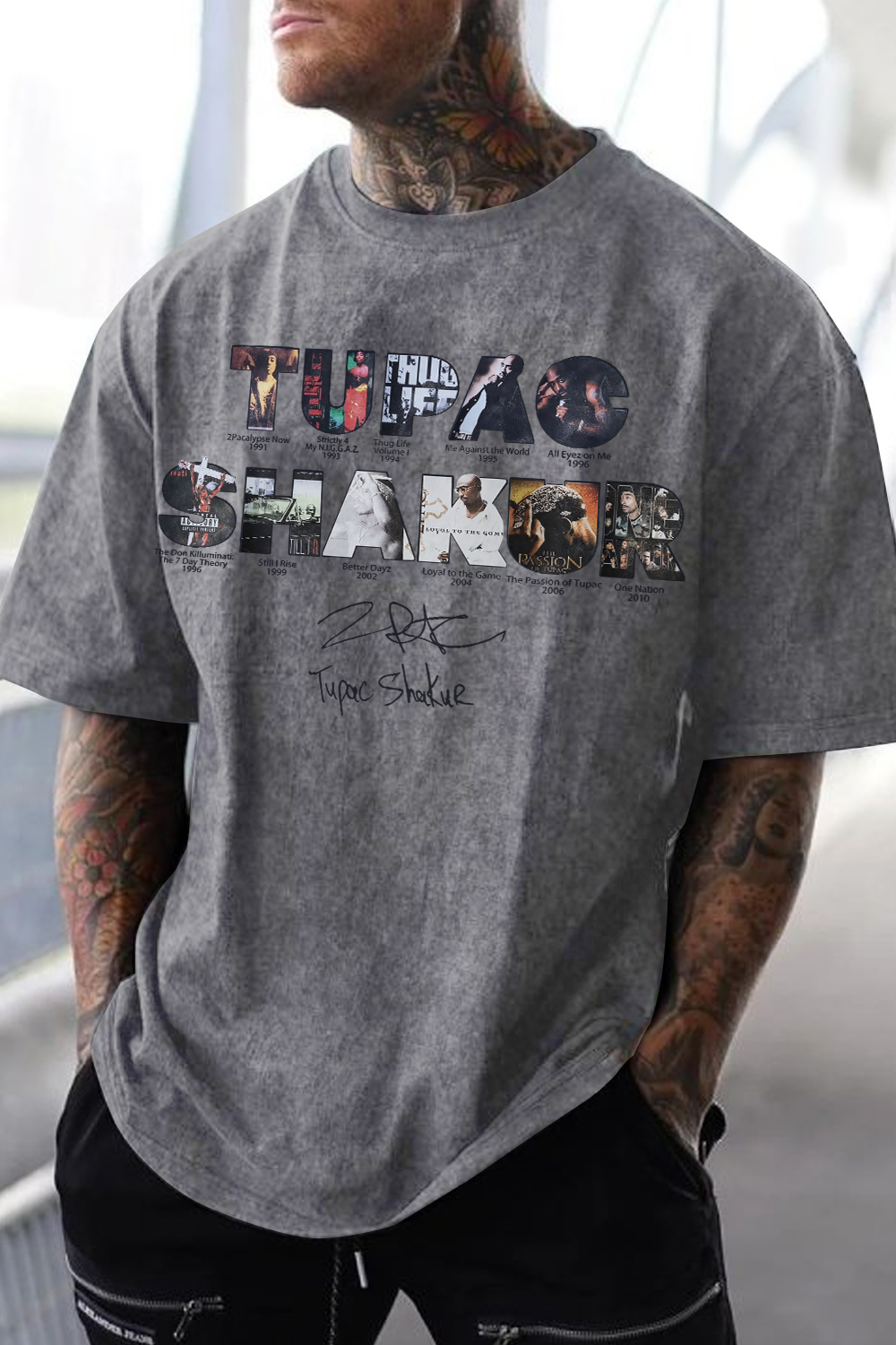 2PACS HAKUR ALBUM washed cotton printed short-sleeved T-shirt