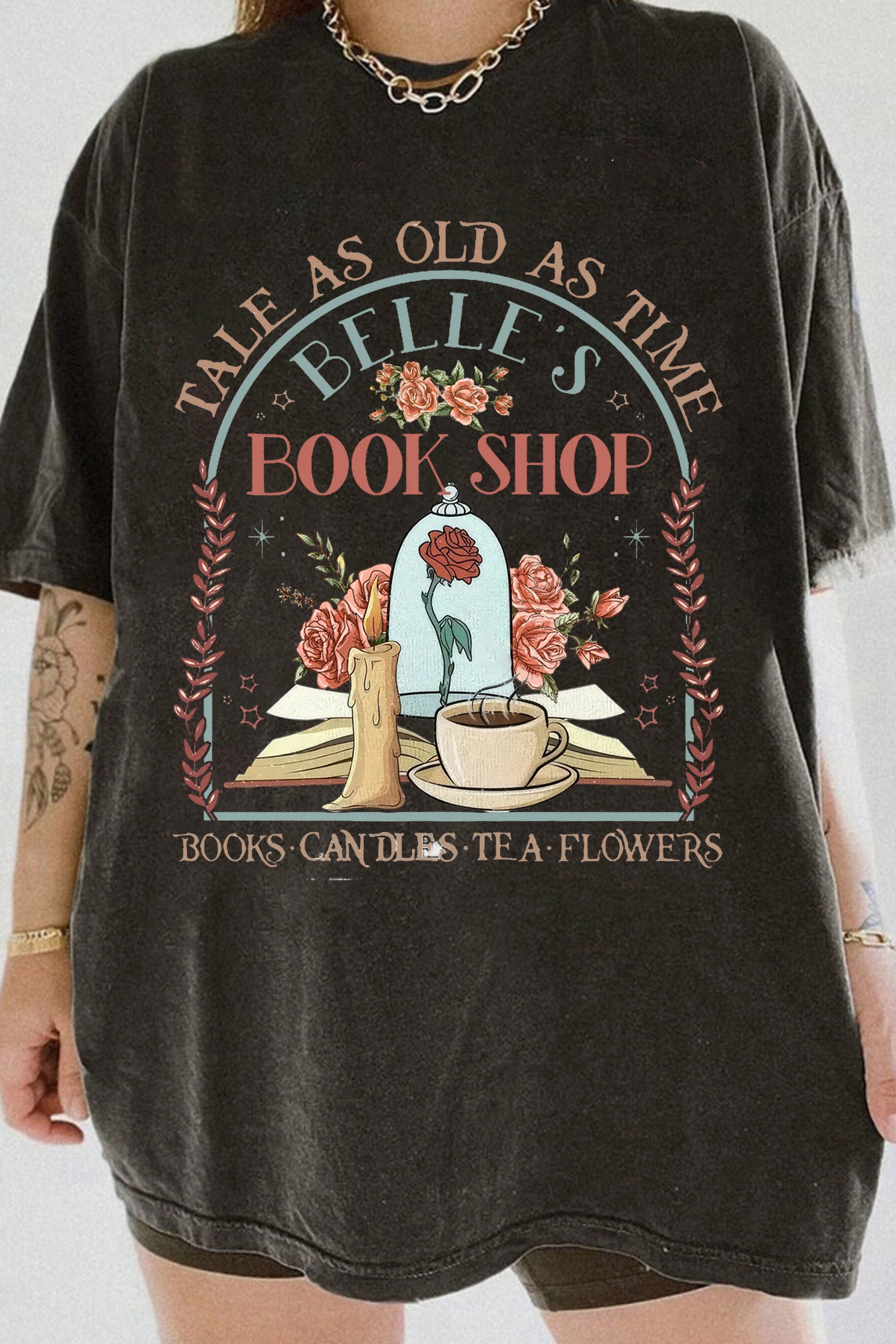 Vintage Retro Tale as old as time Belle's Book shop Disney Princess Tee For Women