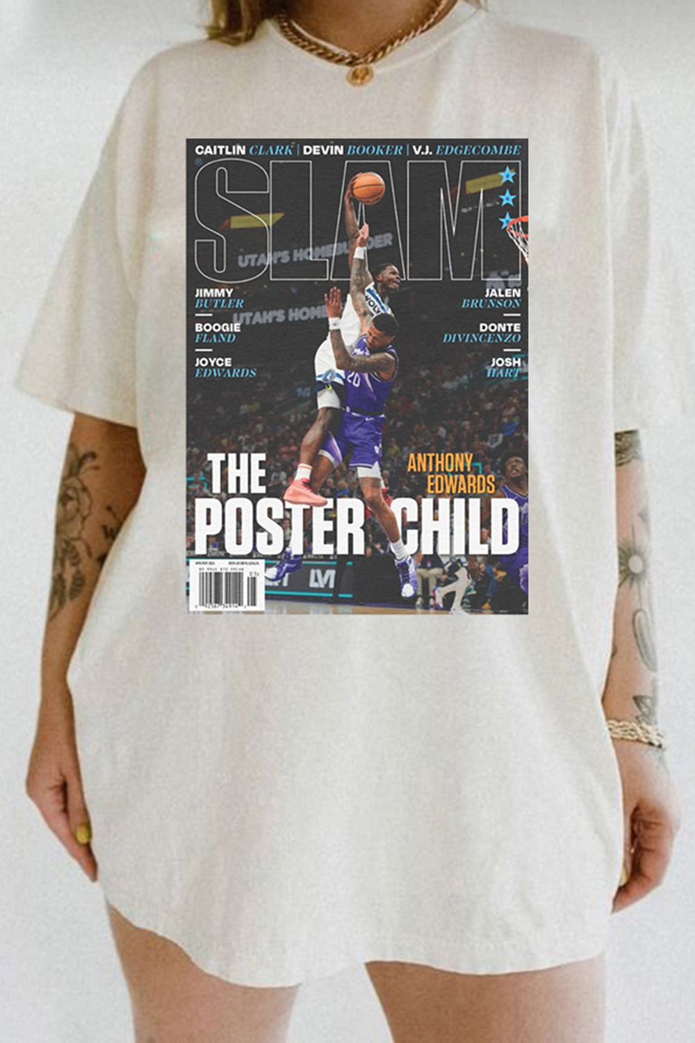 Anthony Edwards Minnesota Timberwolves NBA Slam Cover Tee For Women