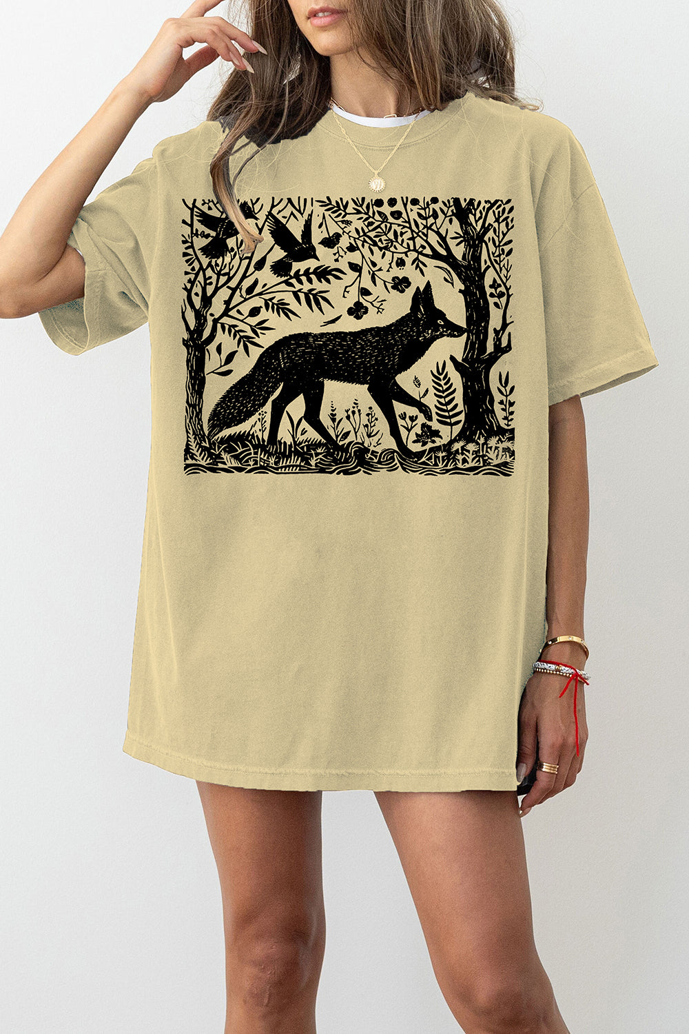 Folklore Forest Fox Lino Tee For Women