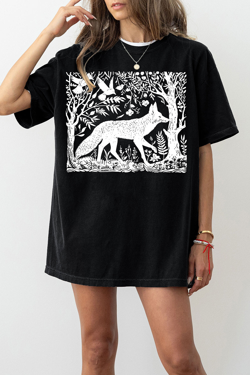 Folklore Forest Fox Lino Tee For Women