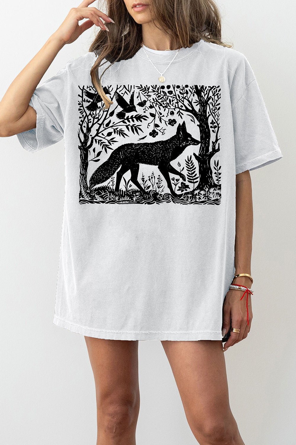 Folklore Forest Fox Lino Tee For Women