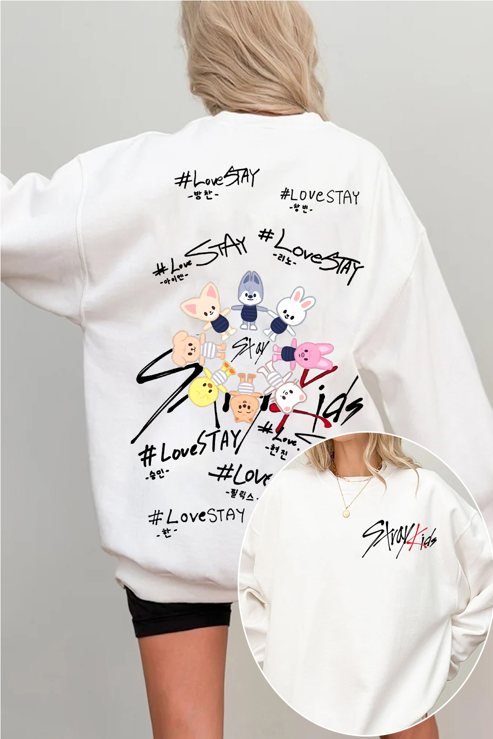 Stray Kids Retro Long-Sleeve Crew Neck Sweatshirt