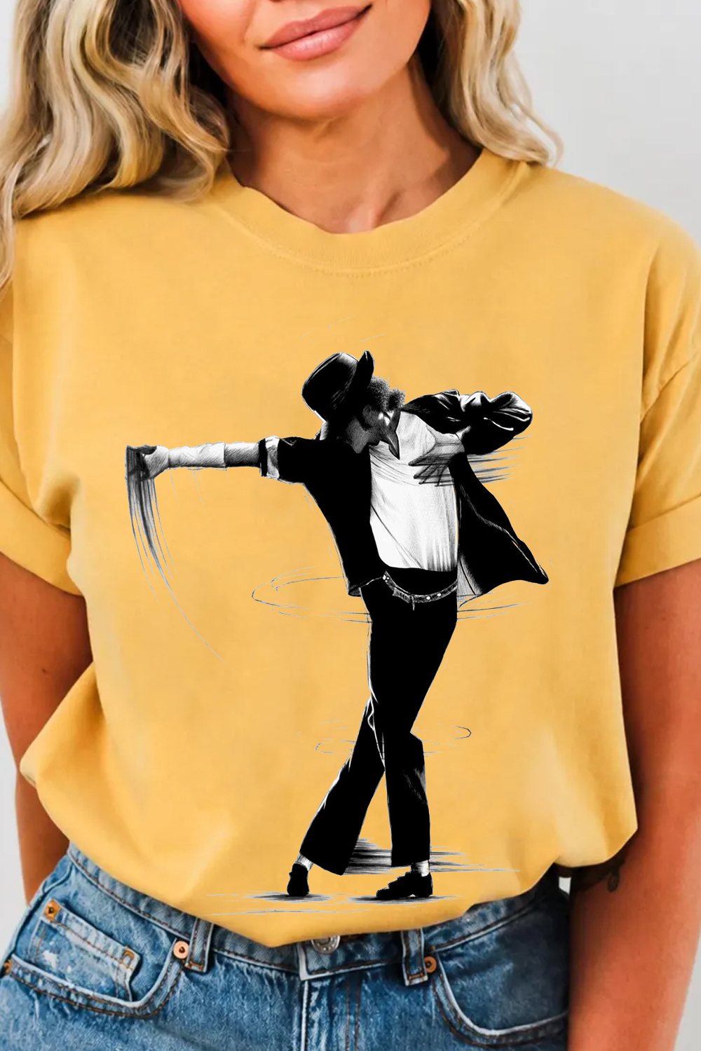 Michael Jackson Hand-Drawn Print Women's T-Shirt