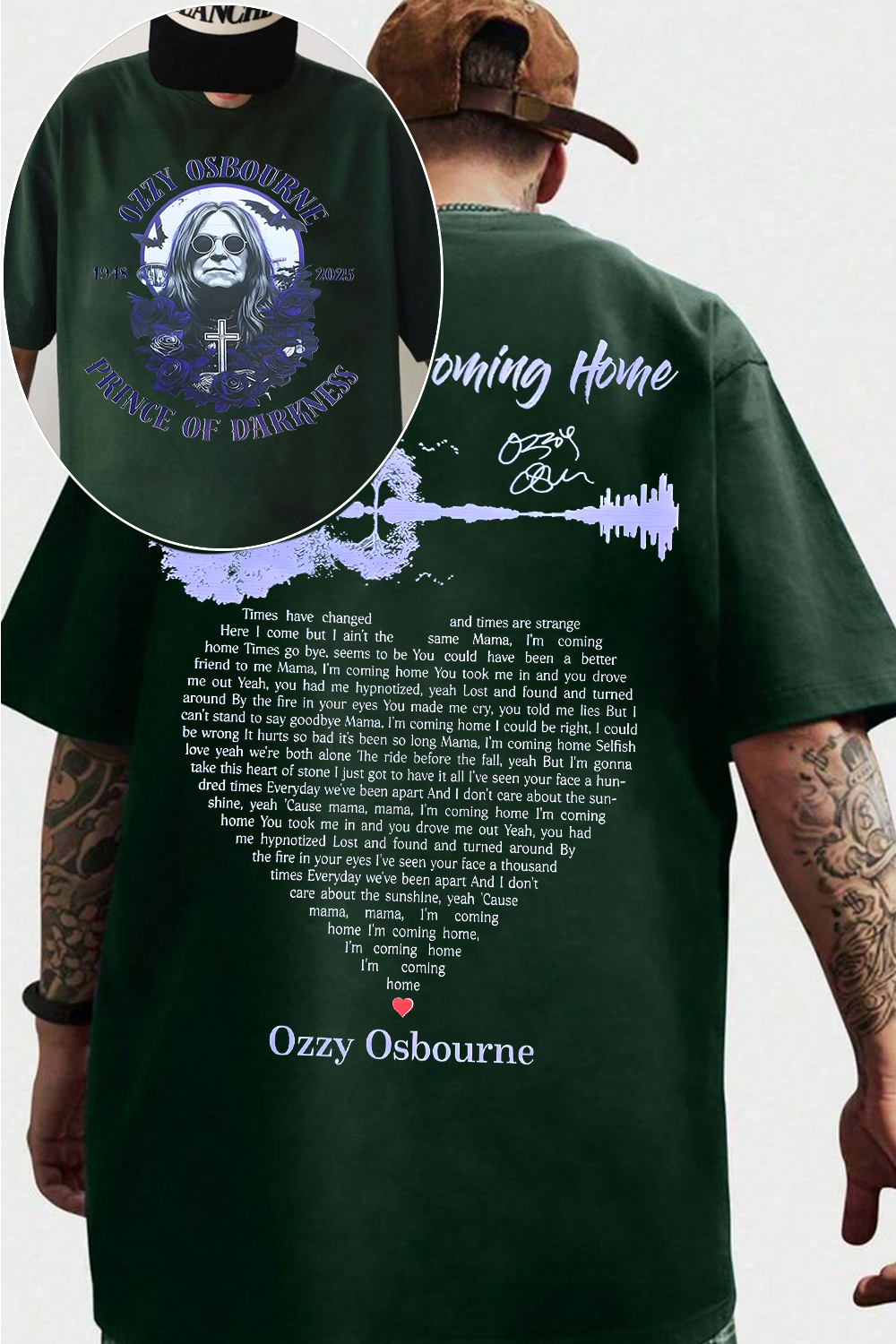 ozzyosbourne blacksabbath 2-sided printed TEE