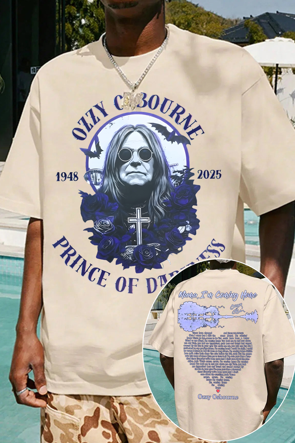 ozzyosbourne blacksabbath 2-sided printed TEE