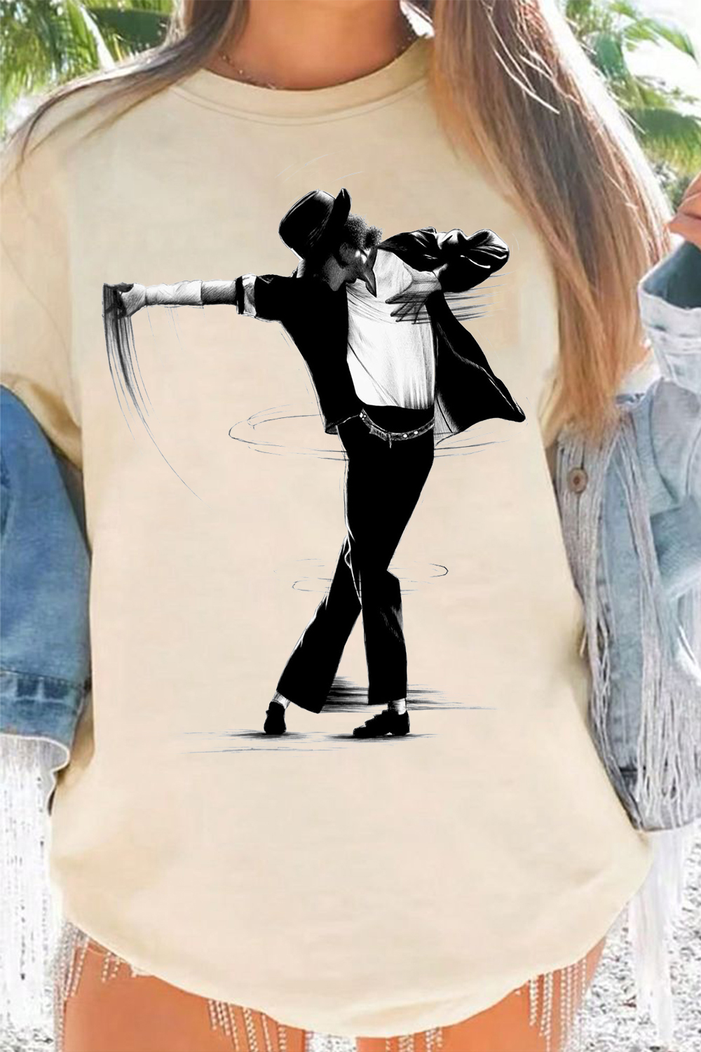 Michael Jackson Hand-Drawn Print Women's T-Shirt
